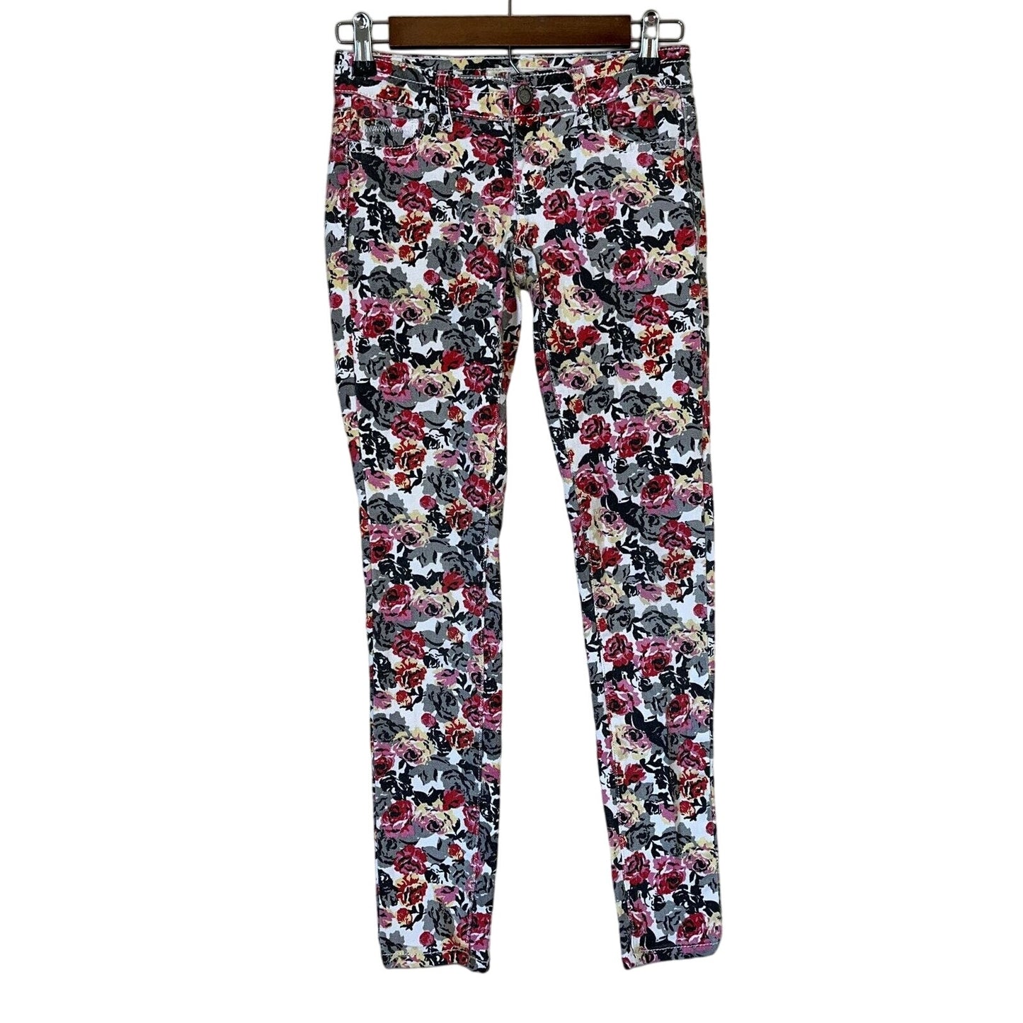 1st Kiss Juniors Sz 0 Skinny Jeans Colorful Floral Print Roses