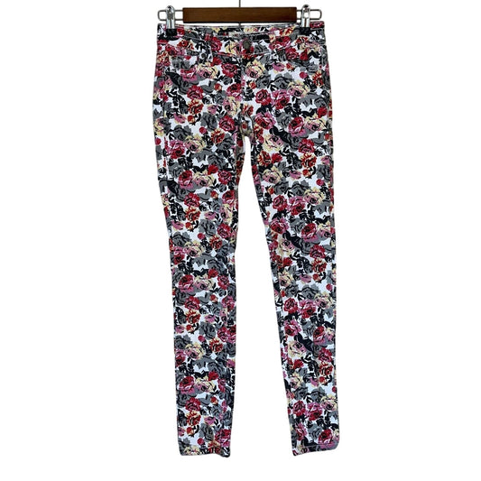 1st Kiss Juniors Sz 0 Skinny Jeans Colorful Floral Print Roses