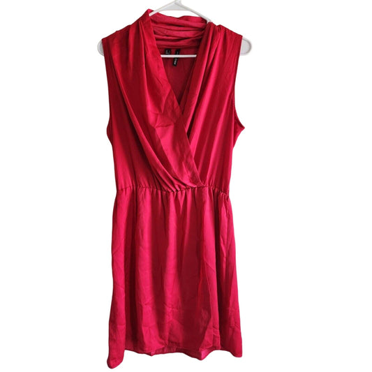 MNG Suit Womens Sz 8 Knee Length Solid Red Dress Draped Front