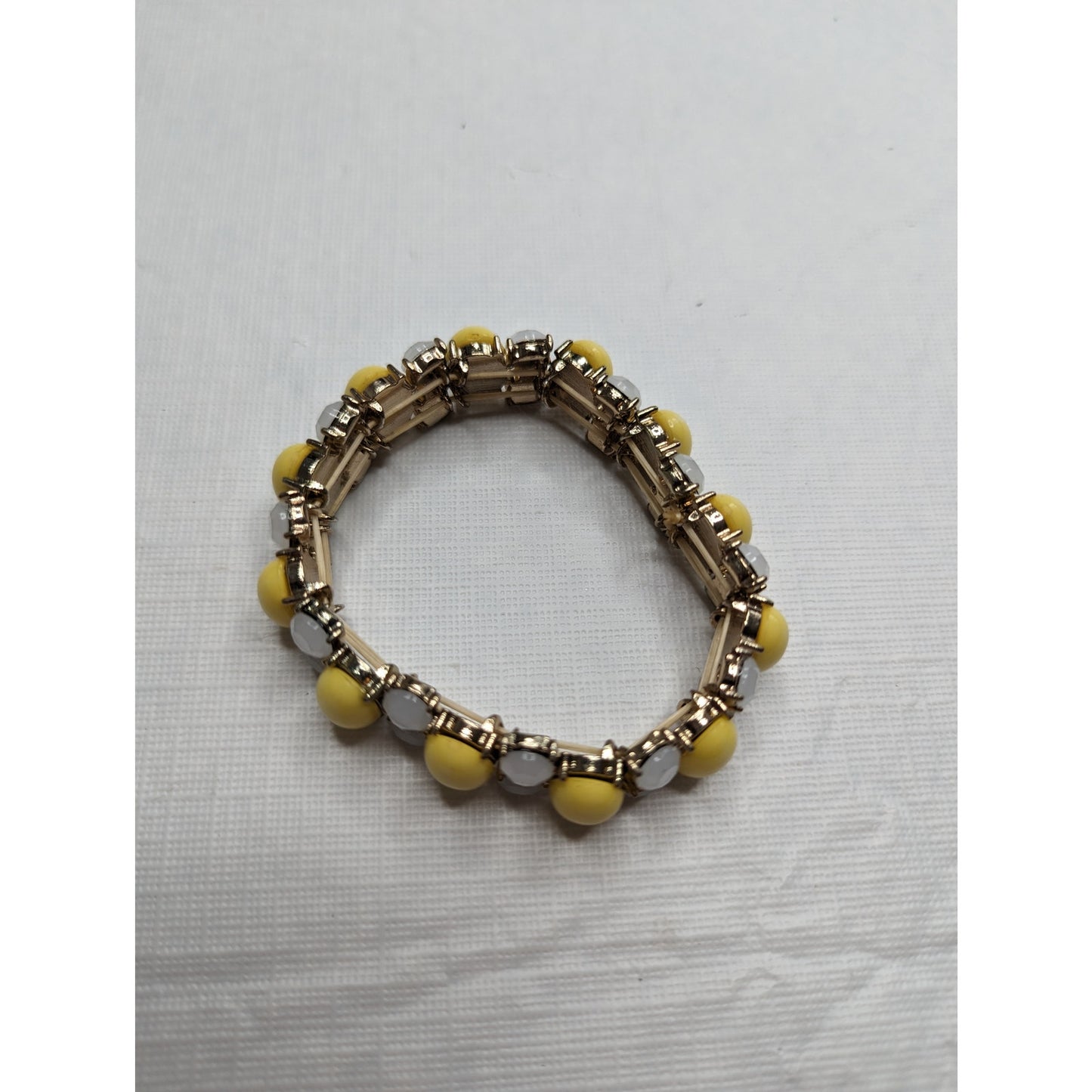Vintage 1980s Chunky Stone Bracelet Yellow and White