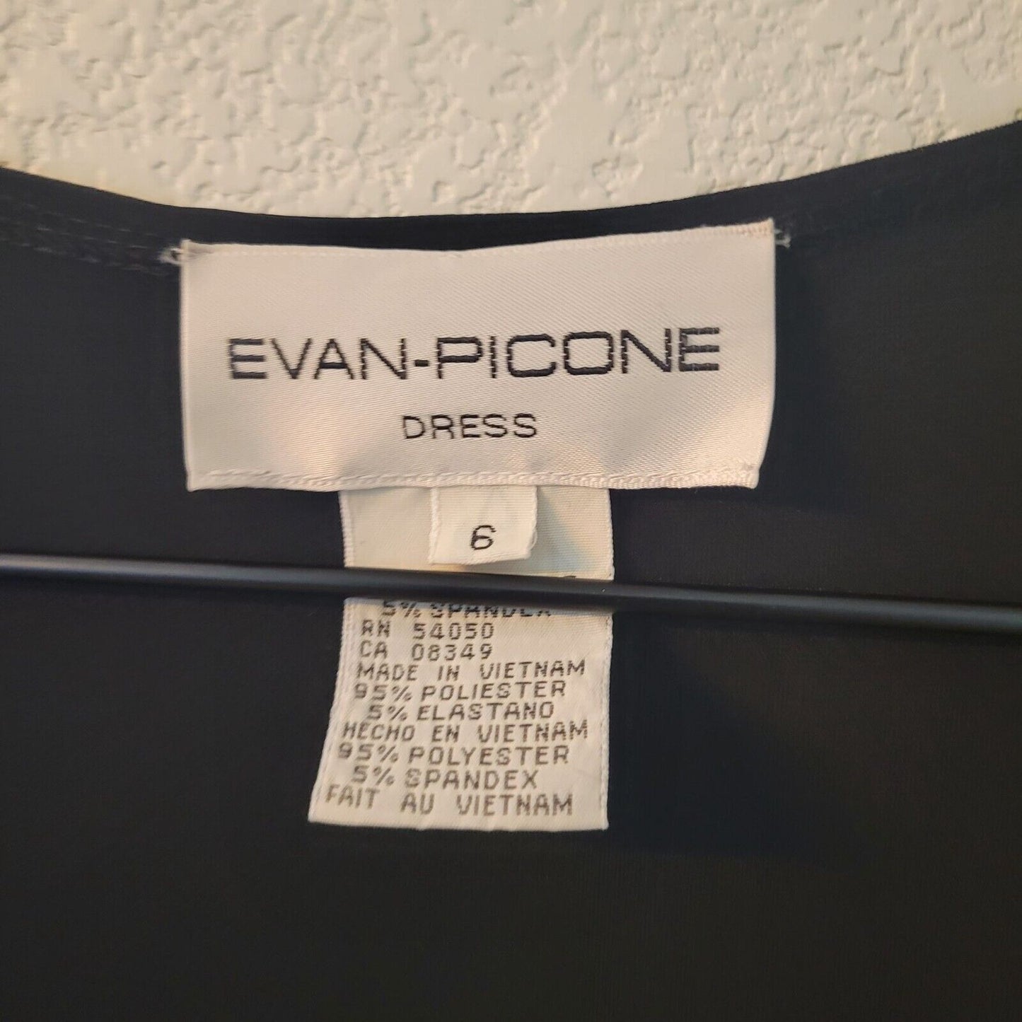 Evan Picone Womens Sz 6 Solid Black Midi Wrap Dress Vintage