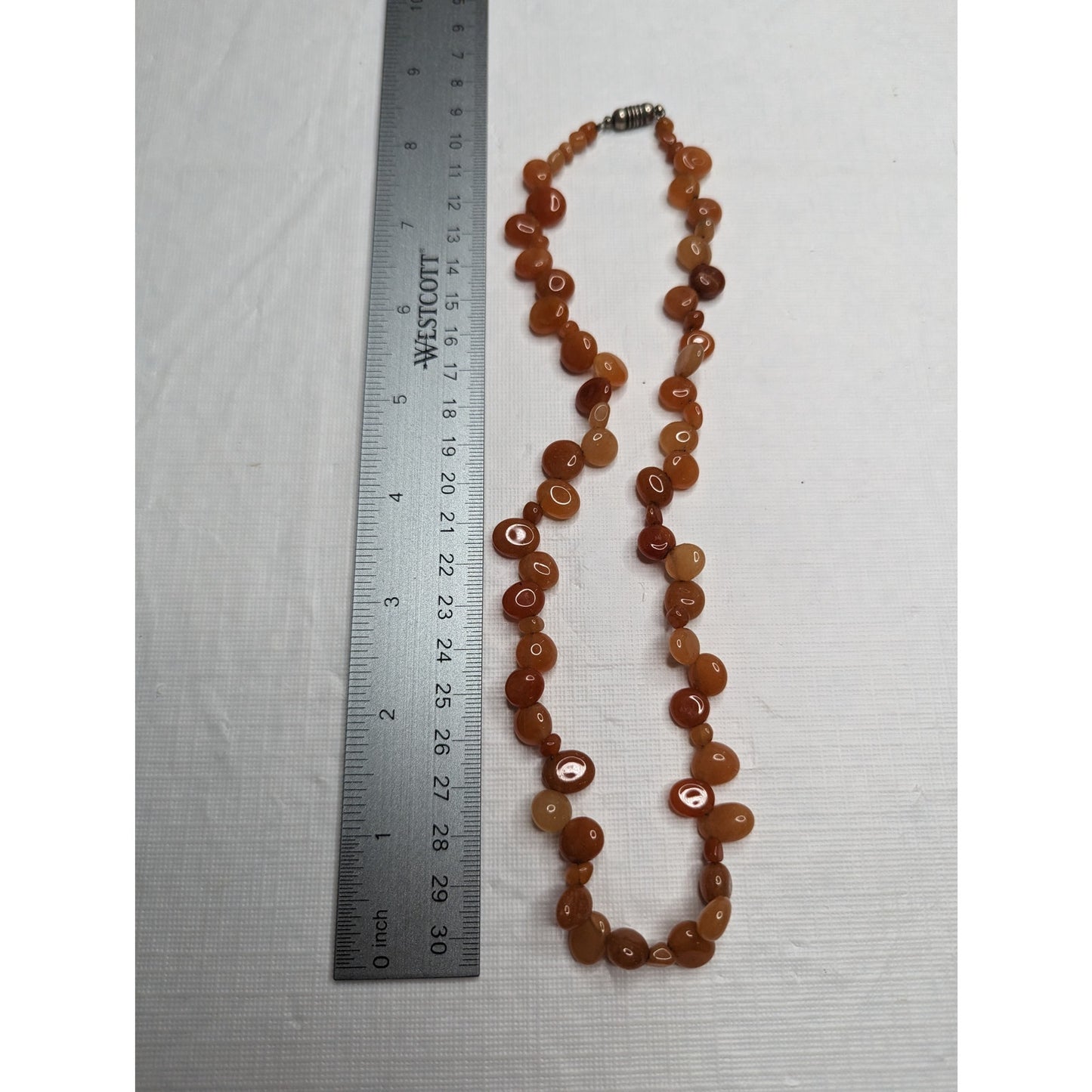 Vintage Single Strand Glass Beaded Necklace Translucent Orange