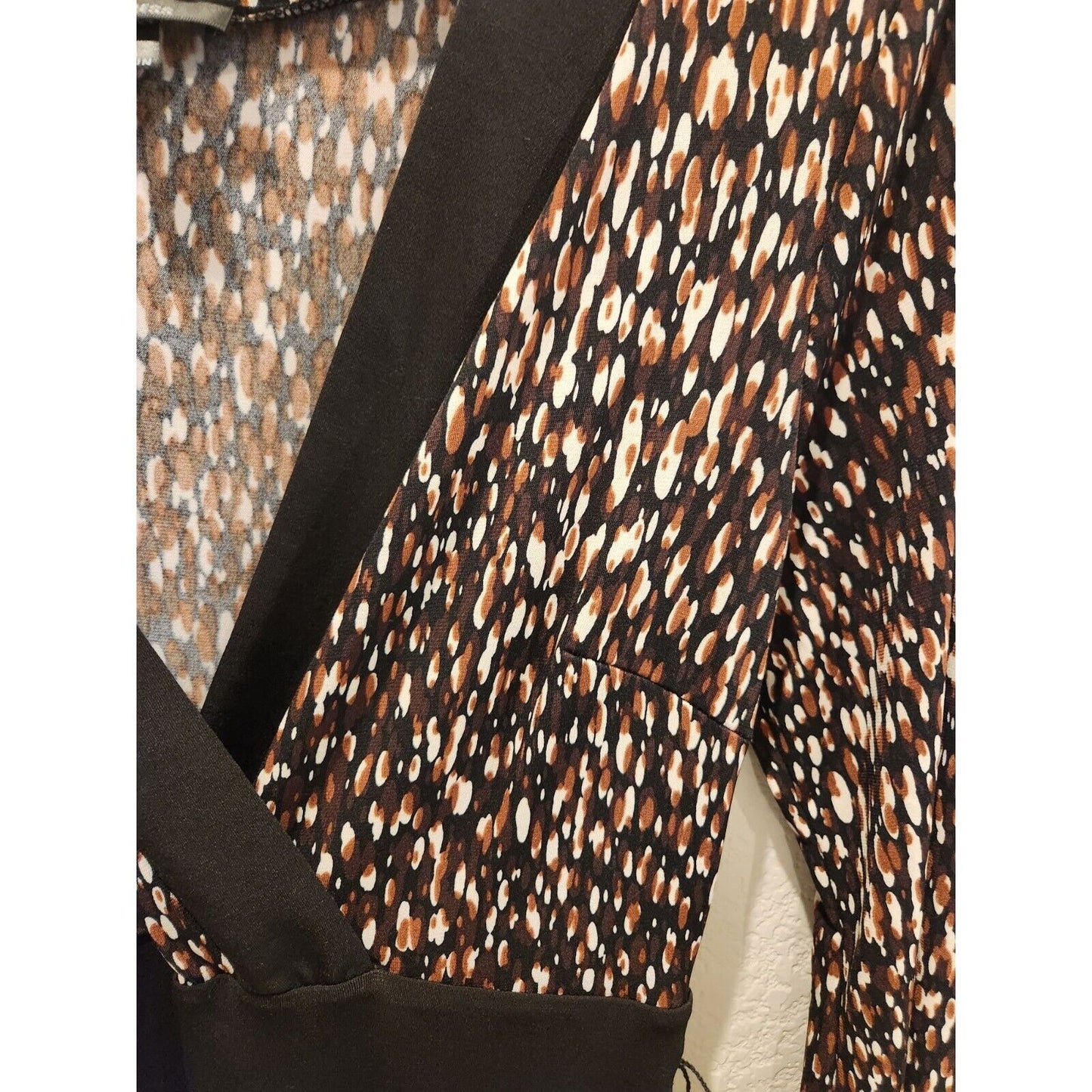 Vintage 1990s AGB Womens Sz 8 Midi Dress Brown Speck Long Sleeve