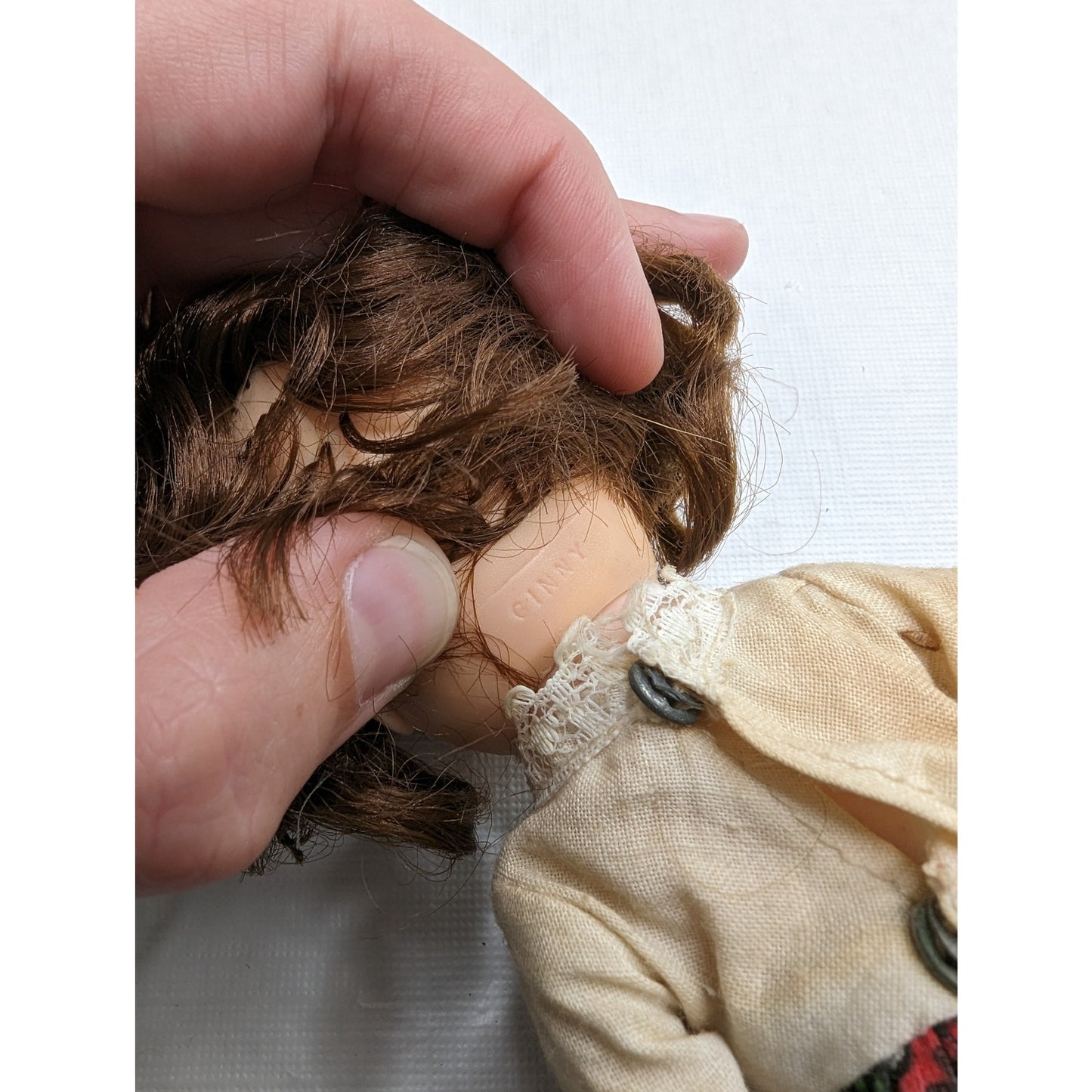 Vintage 1972 Ginny Vogue Doll Open Close Eyes Red Black Lace Outfit Brunette