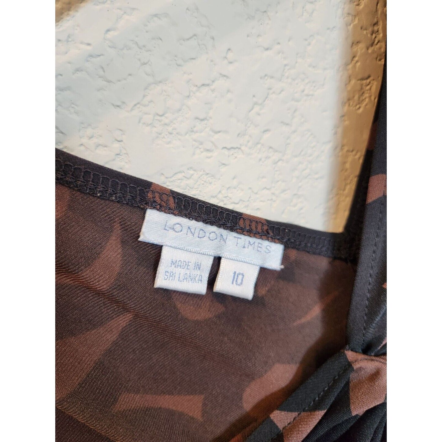 Vintage London Times Womens Sz 10 Long Sleeve Midi Dress Brown Black