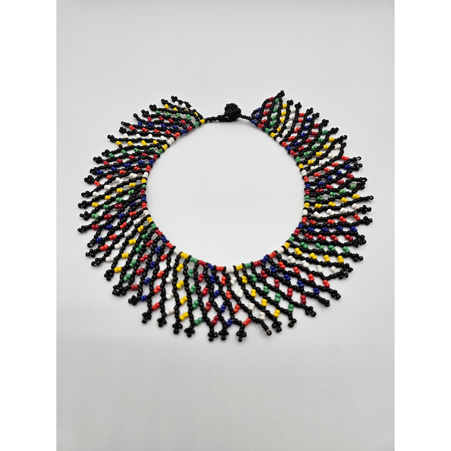 Vintage Y2k Seed Bead Bib Style Necklace Rainbow Pride