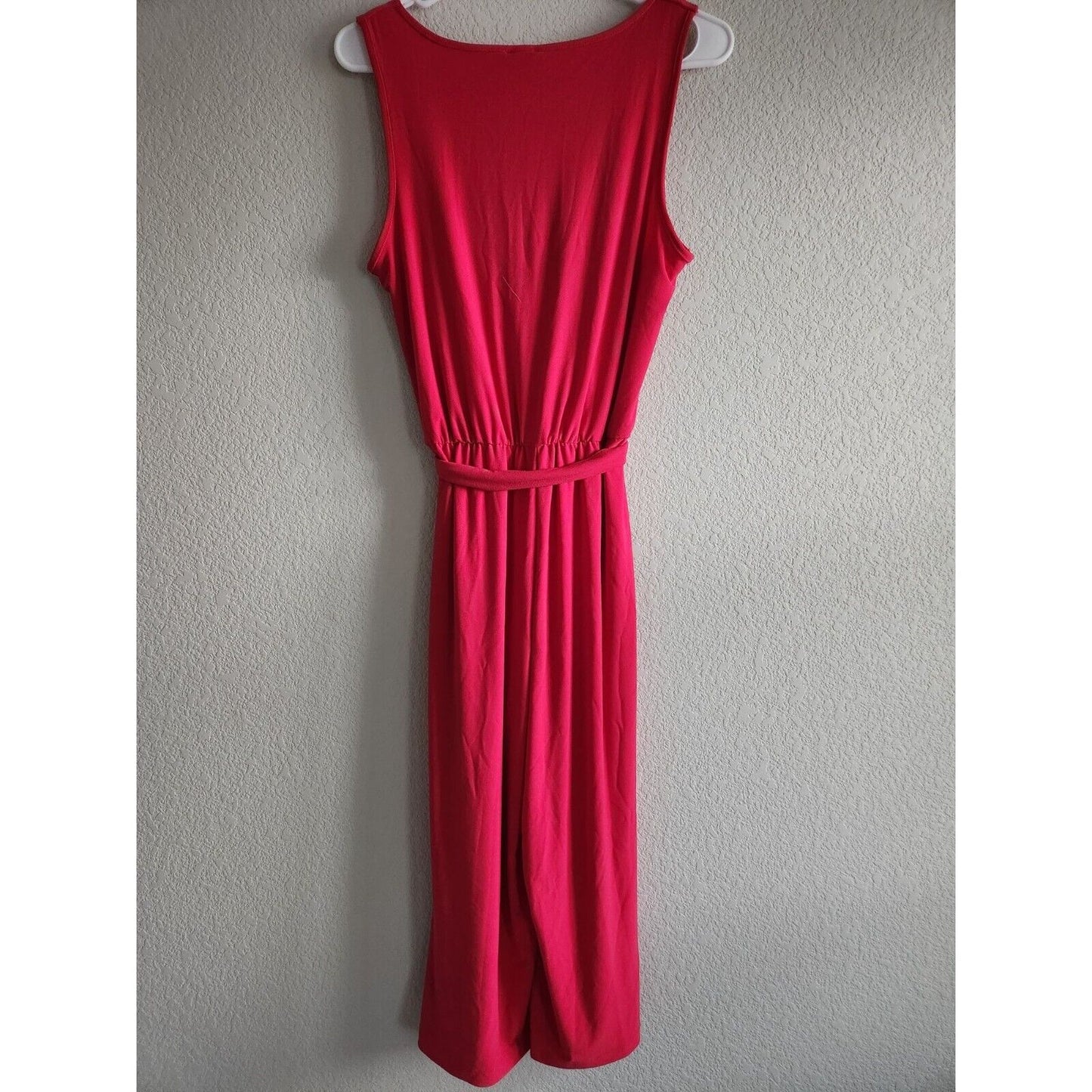 Cupio Womens Sz M Sleeveless Midi Wrap Dress Belted Red