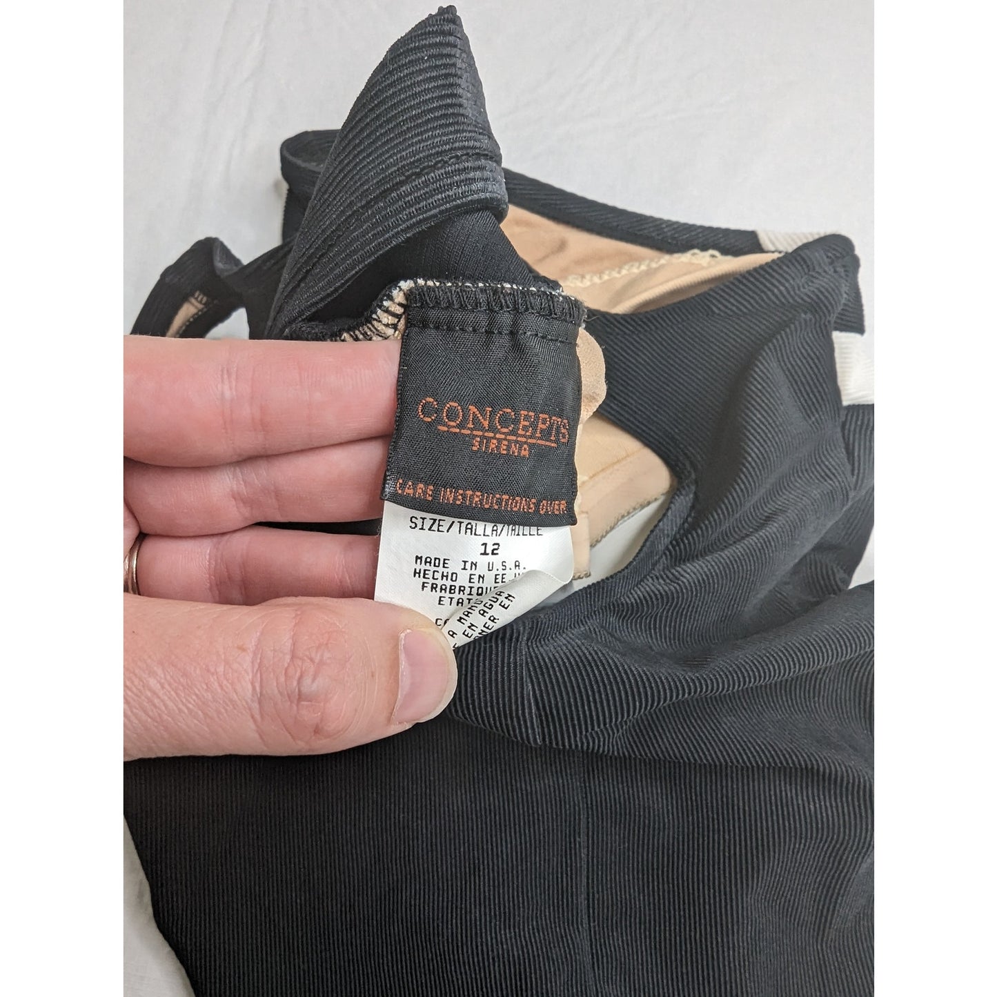 Vintage 1990s Concepts Sirena Womens Sz 12 One Piece Swimsuit Black White Ribbed