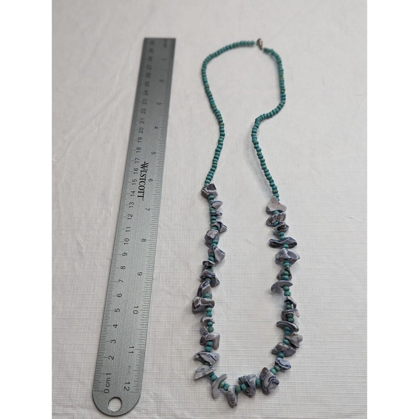 Vintage Larimar Chip Rock Beaded Nugget Necklace Purple and Turquoise