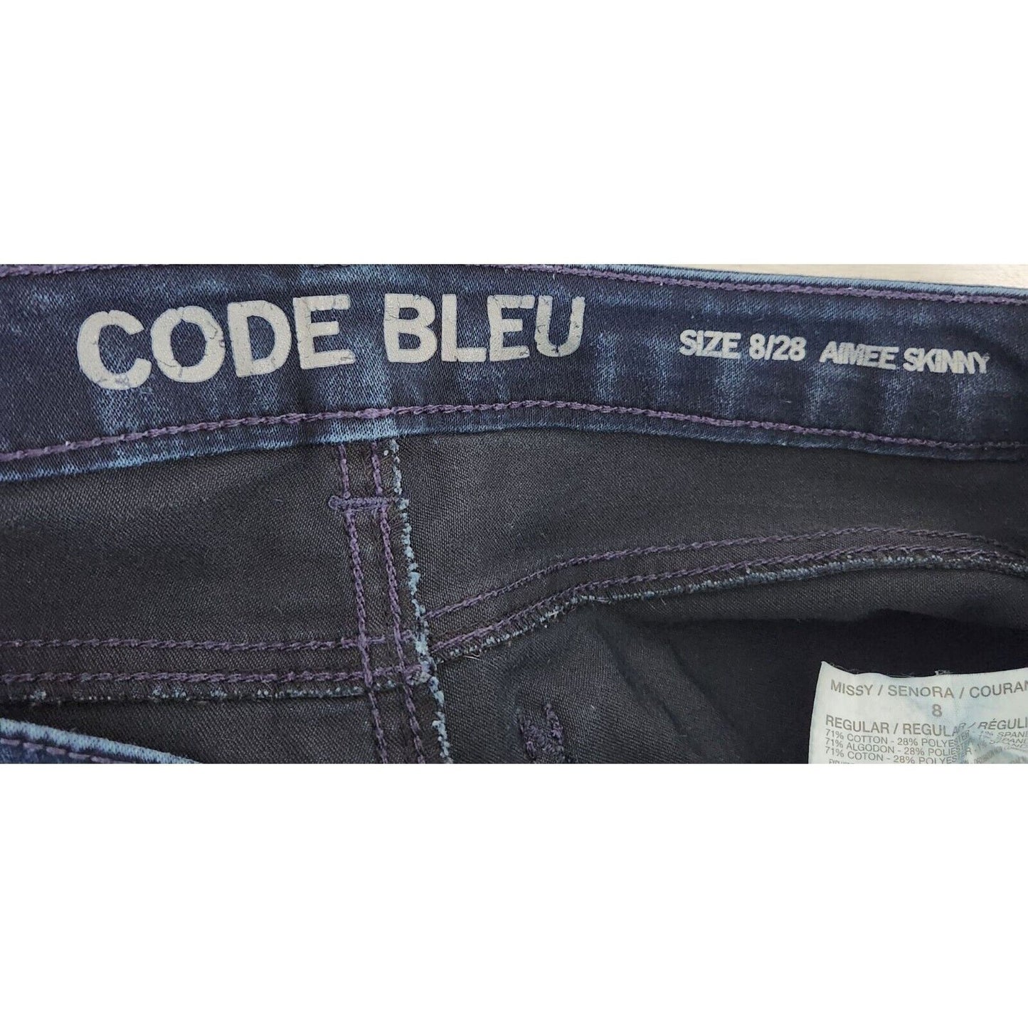 Code Bleu Womens Sz 8 Aimee Skinny Blue Jeans Dark Wash