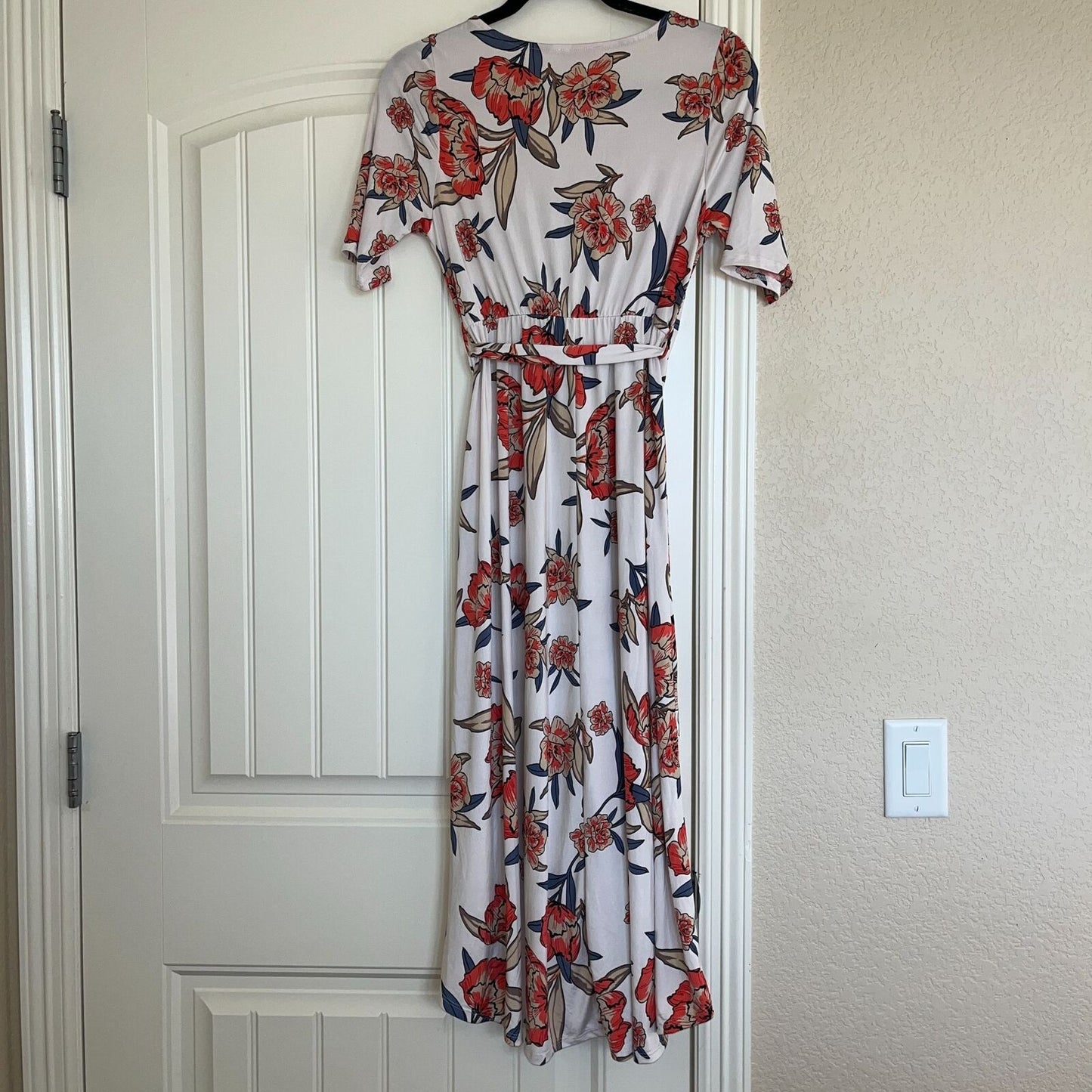 Vintage Hello Miz Womens Sz M Floral Midi Wrap Style Dress V Neck