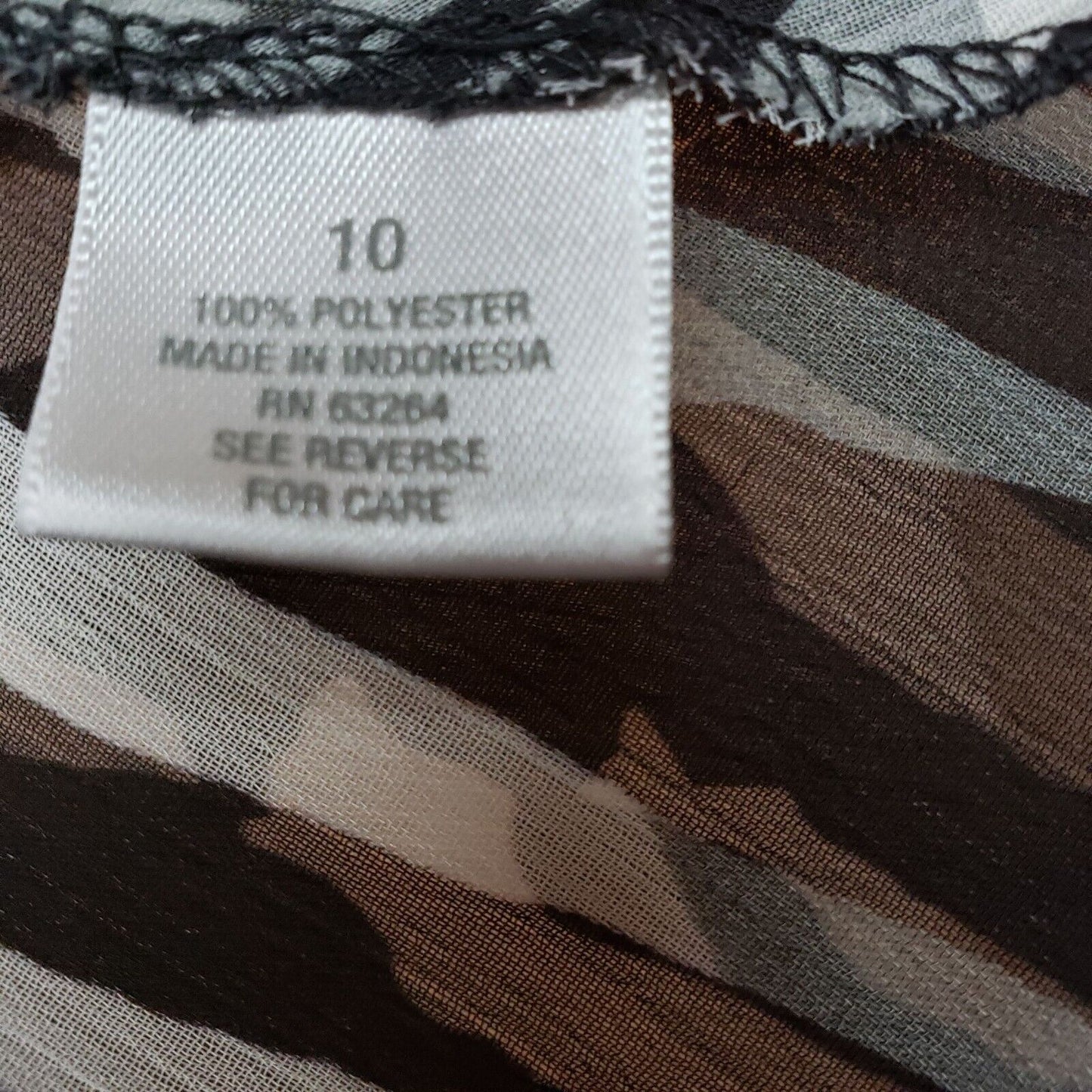 Dressbarn Womens Sz 10 Midi Ruffled Front Dress Zebra Animal Print