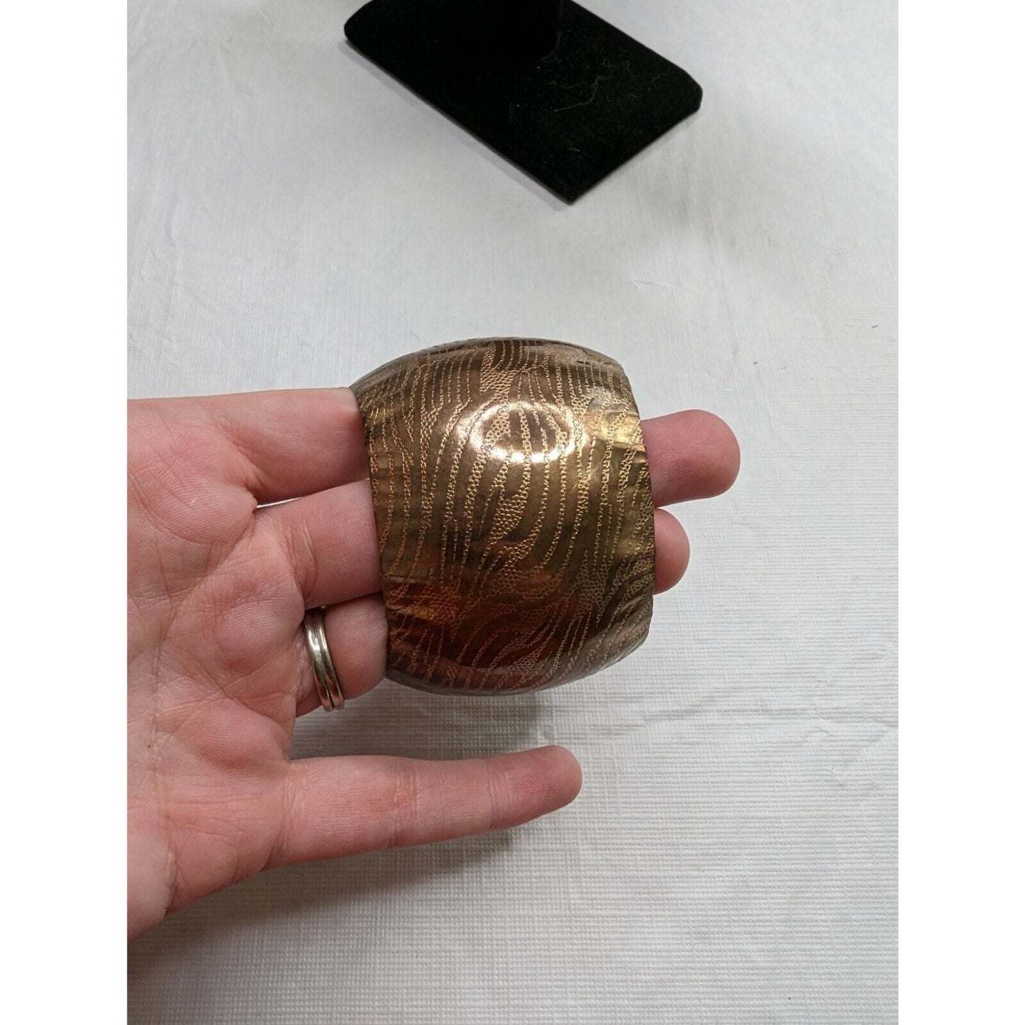 Vintage 1970s Wide Metal Cuff Bracelet Gold Tone Stamped