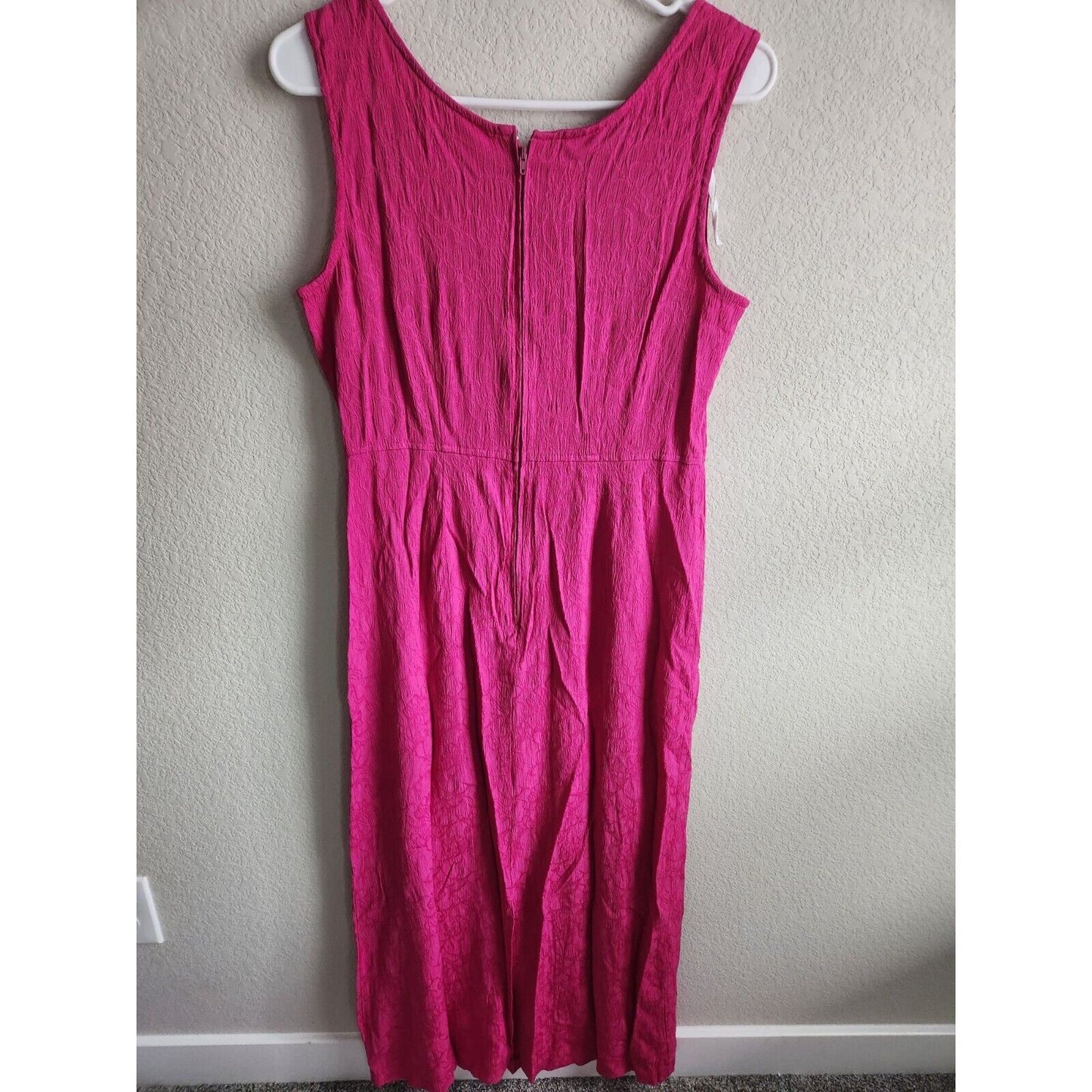 Karin Stevens Womens Sz 12 Bright Pink Maxi Dress Sleeveless Summer Vintage