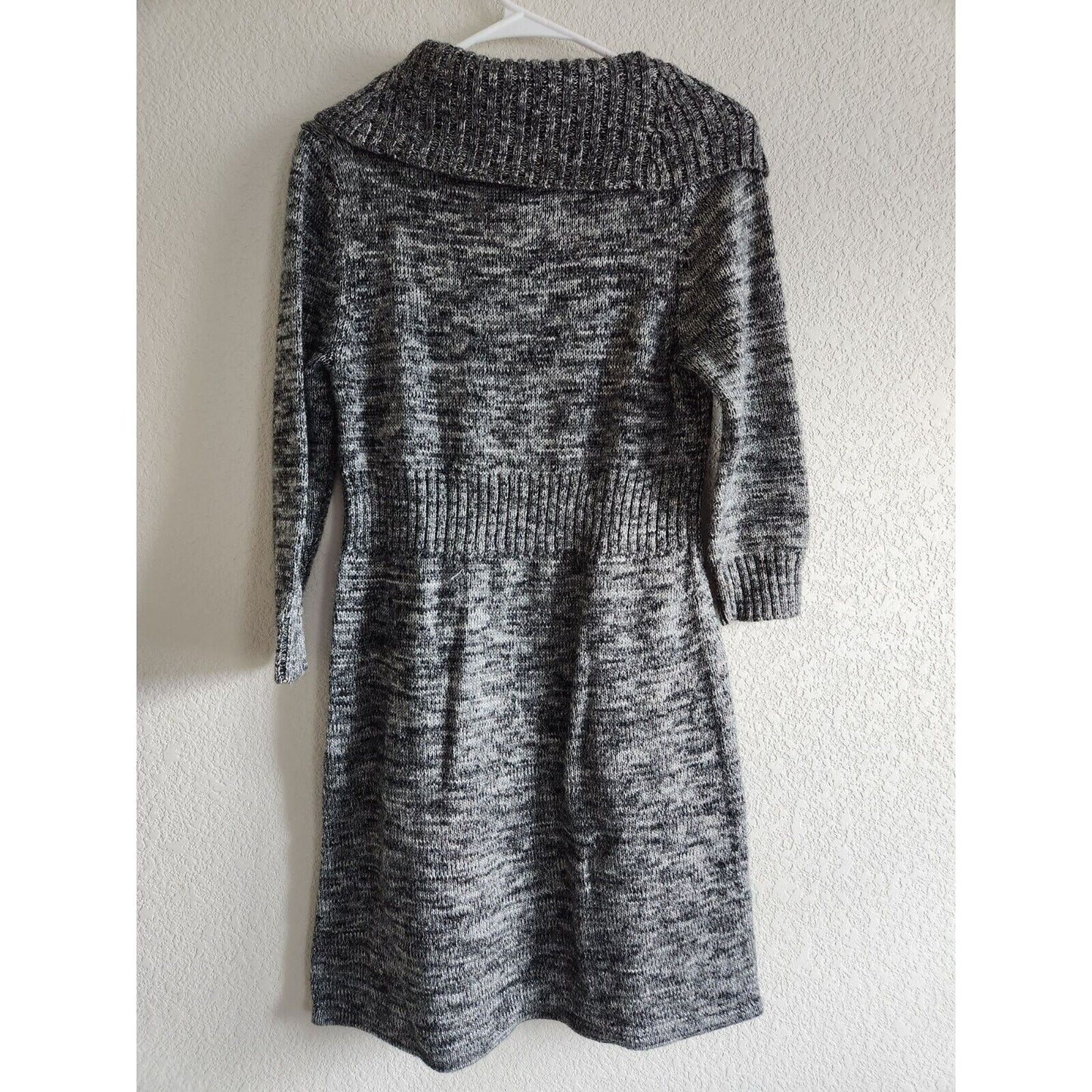 Spense Womens Sz L Wool Blend Cowl Neck Sweater Dress Gray Long Sleeve