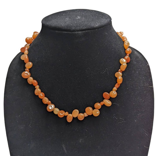 Vintage Single Strand Glass Beaded Necklace Translucent Orange