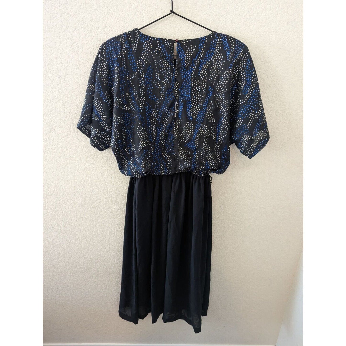 Vintage Pellini after 5 by Von Bramlett Sz 6 Midi Dress Formal Black Rhinestones