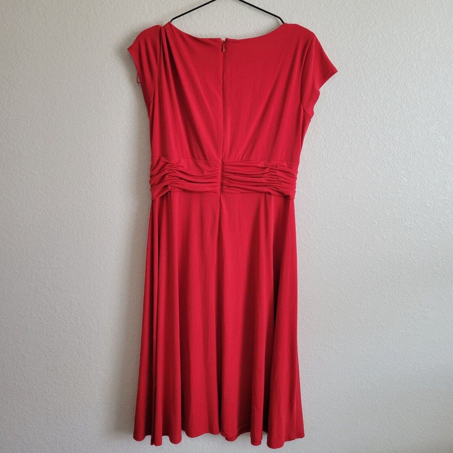J Howard Womens Sz 10 Cherry Red Midi Career Dress Draped Top