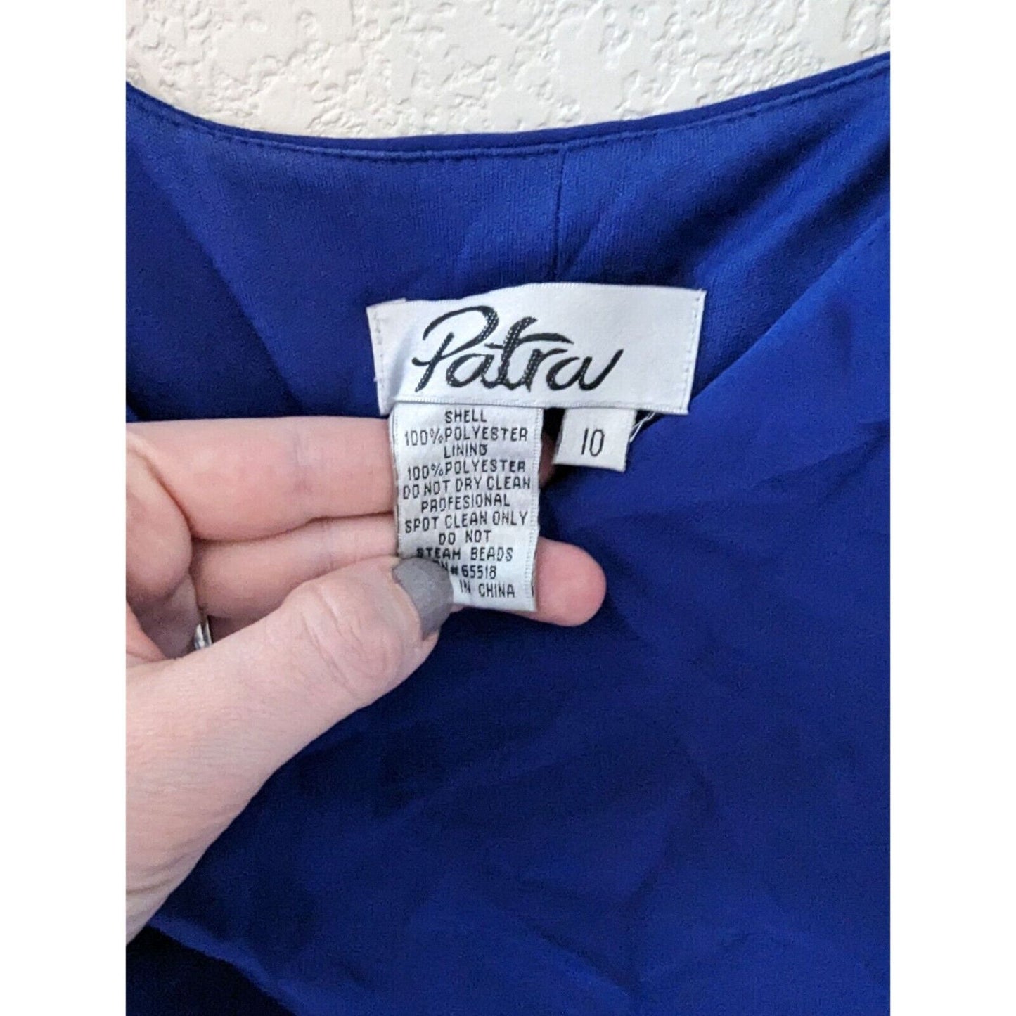 Patra Womens Sz 10 Long Sleeve Mother of the Bride Dress Blue Beaded Midi