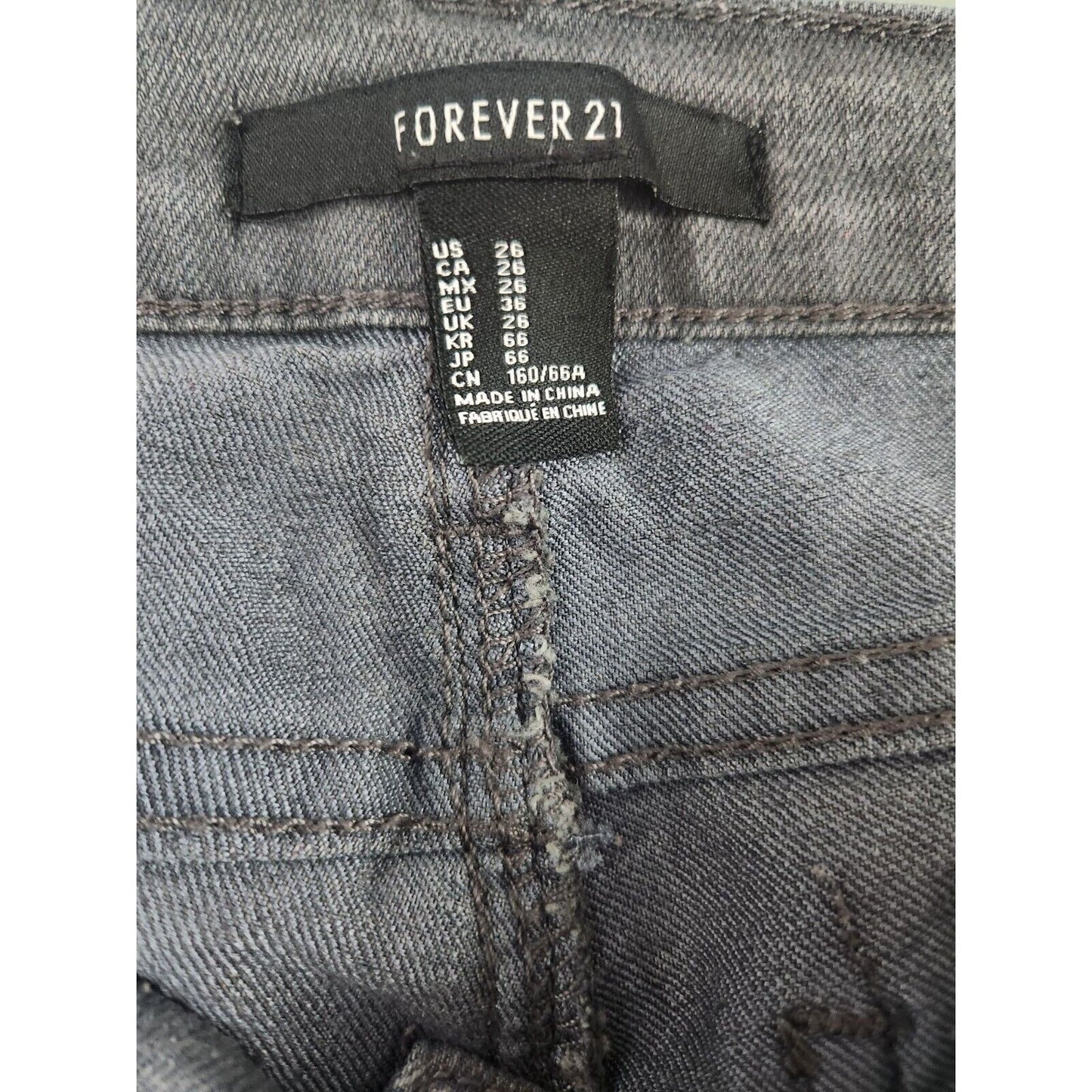 Forever 21 Womens Sz 26 Skinny Blue Jeans Charcoal Gray Stretchy