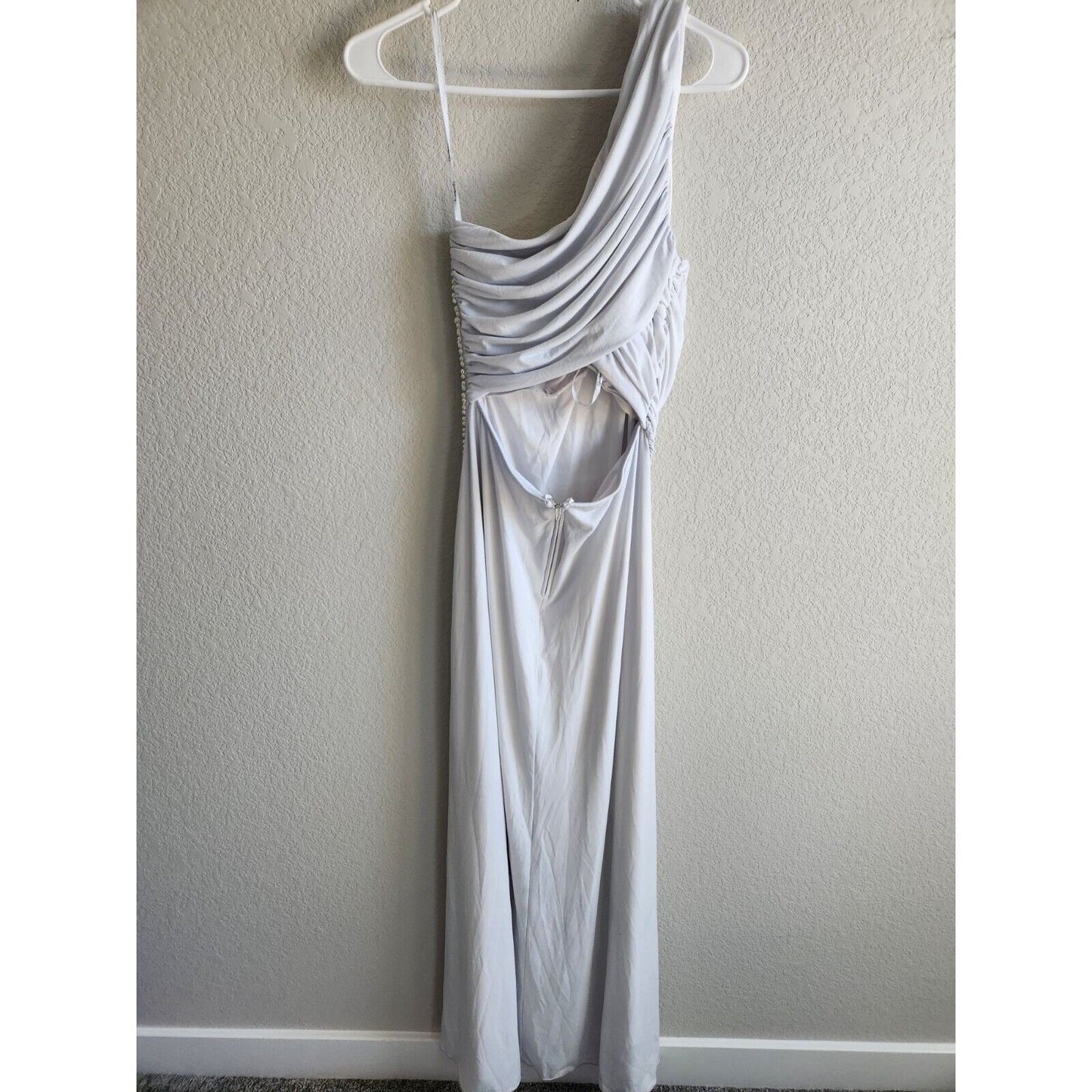 Vintage Y2K Xtraordinary Sz 9 Maxi Formal Dress Pearl Sides One Shoulder