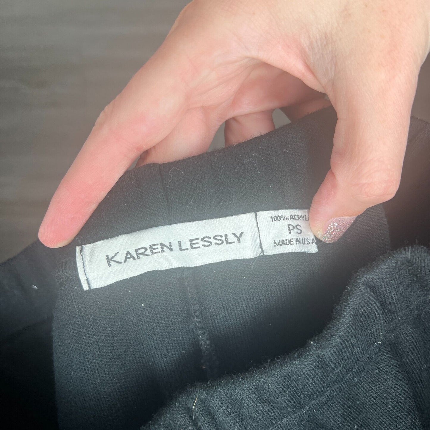 Karen Lessly Womens Petite PS Modest Maxi Skirt Black Acrylic Vintage