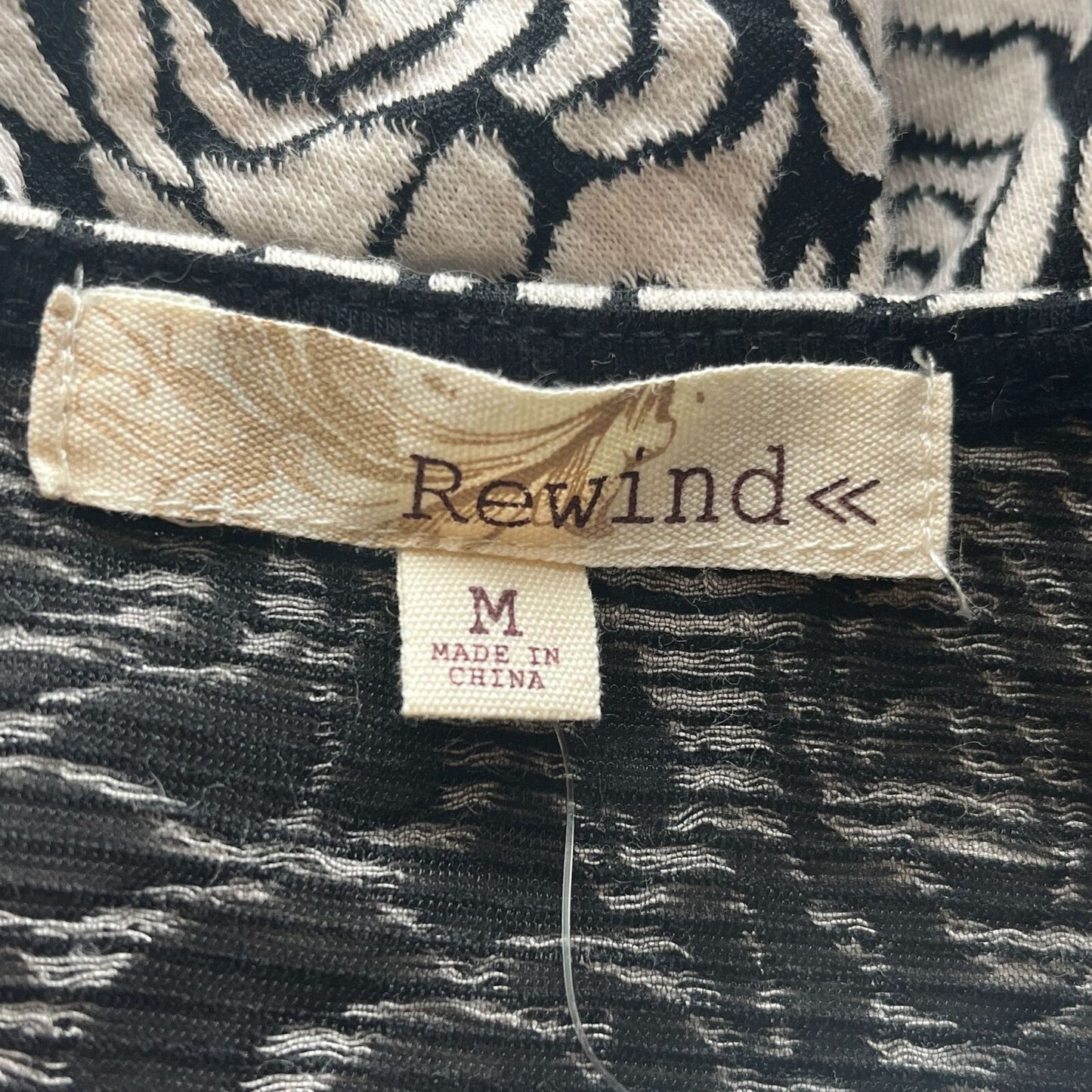 Rewind Womens Sz M Sleeveless Knit Dress Black Gray Rose Belted A Line