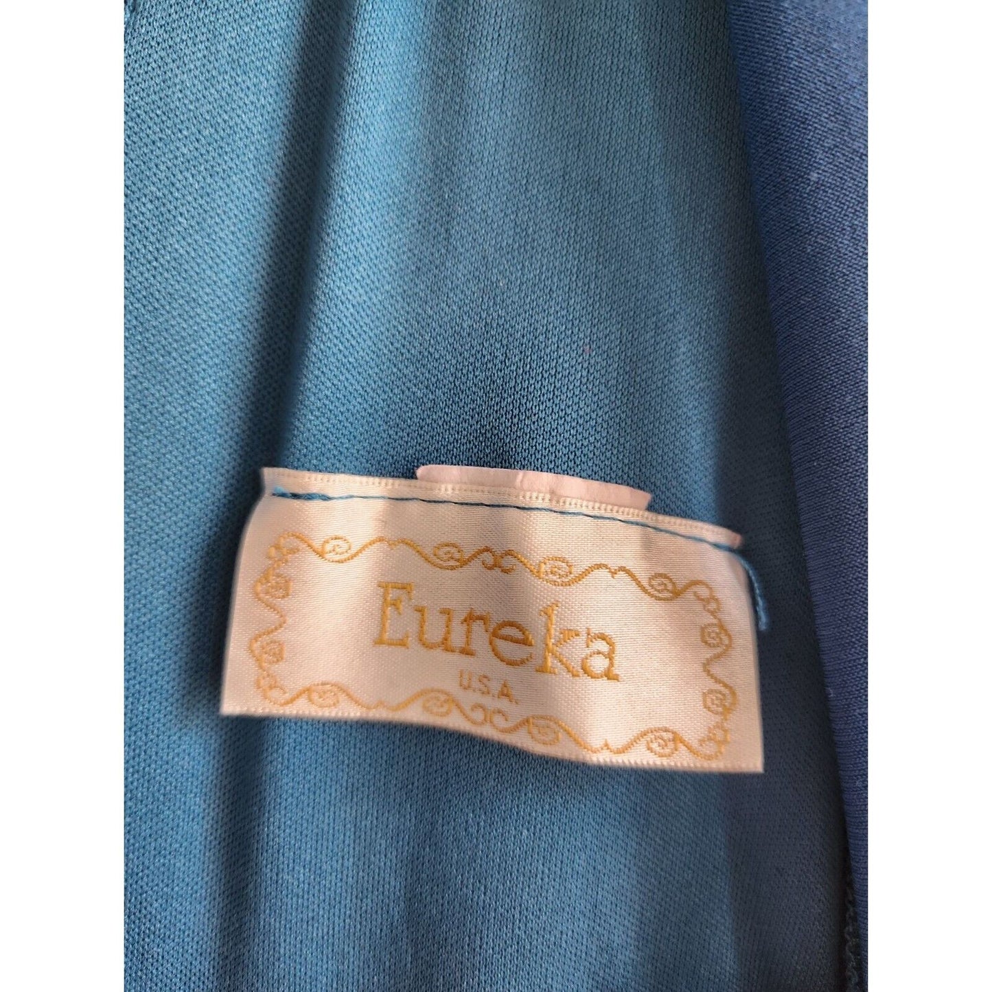 Vintage 1990s Eureka USA Womens Sz S Knee Length Dress Scoop Back Blue