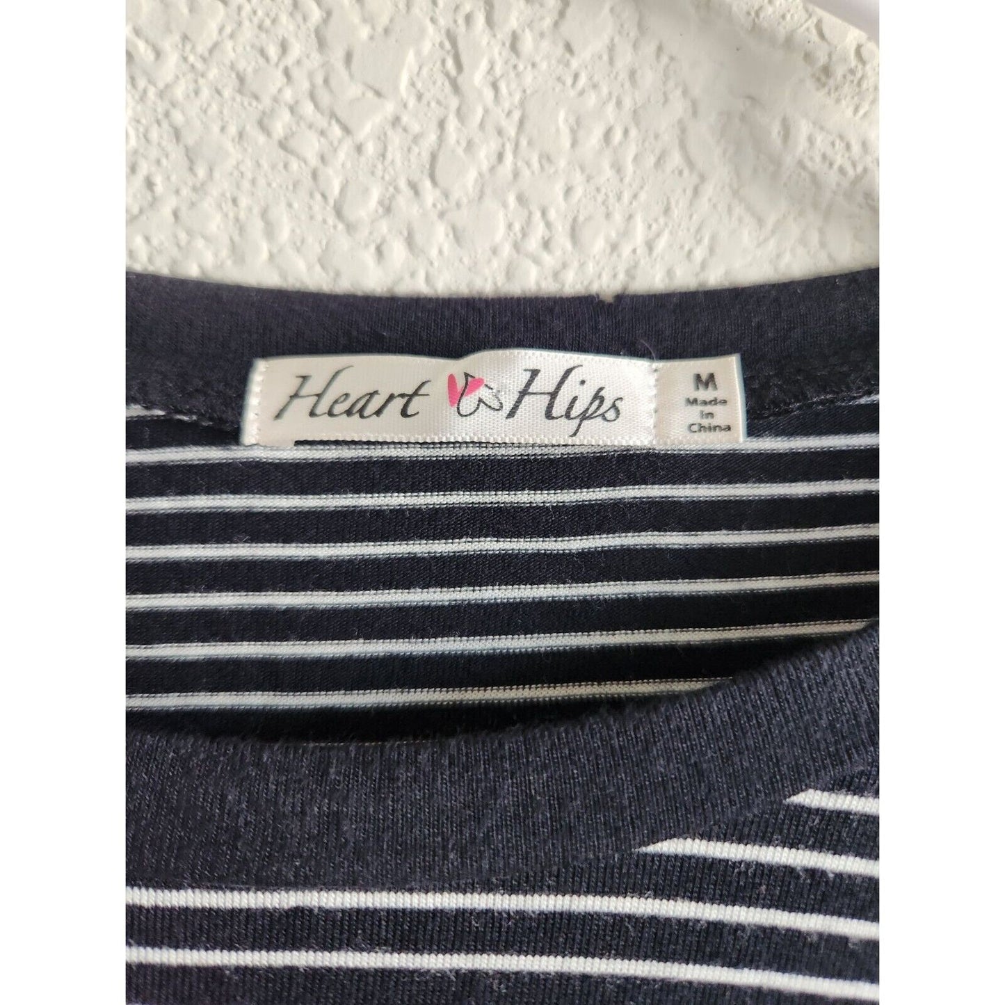 Heart & Hips Womens Sz M Midi T shirt dress Black White Striped