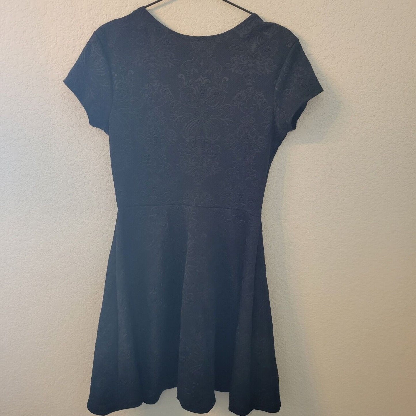 French Atmosphere Womens Sz L A Line Black Quilted Knee Length Dress