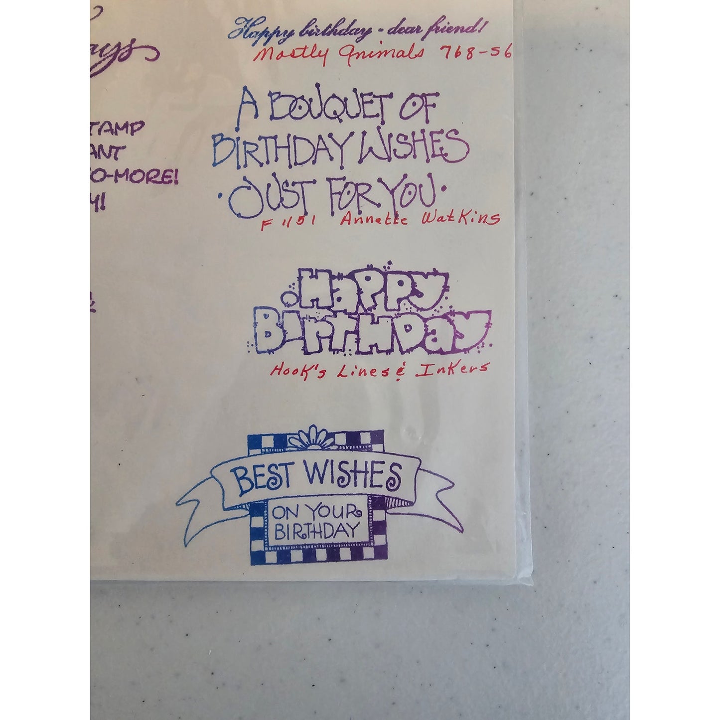 Lot of Unmounted Rubber Stamps Retired Hero arts Happy Birthday Wishes