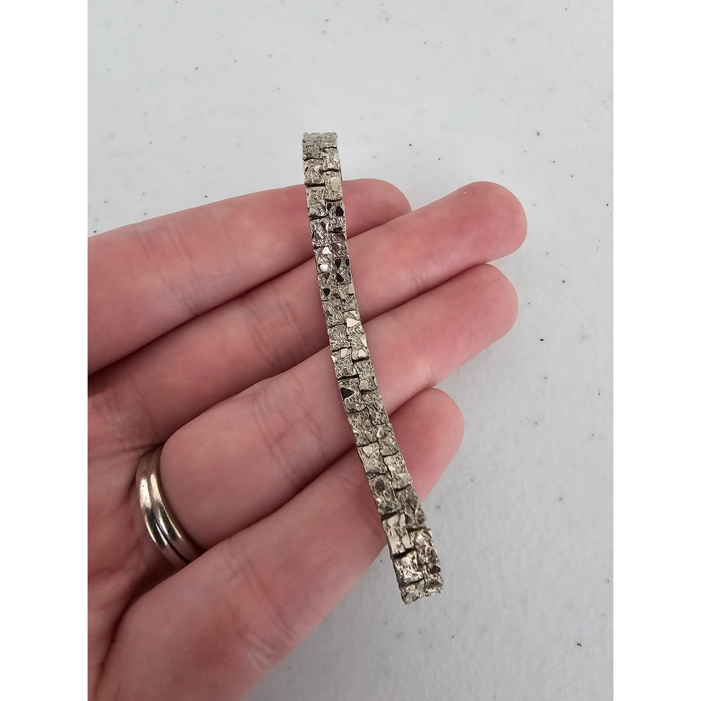 Vintage 1990s Dainty Silver Tone Tennis Style Bracelet