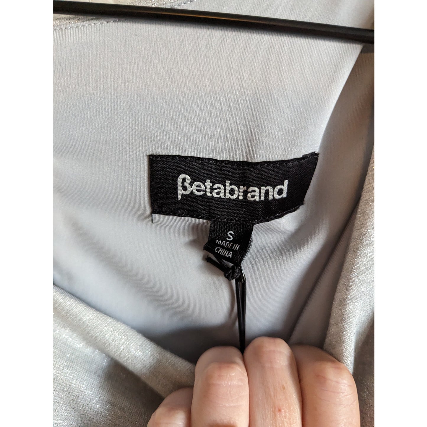 NEW Betabrand Womens Sz S Knee Length Career Dress Silver Formal Sheath