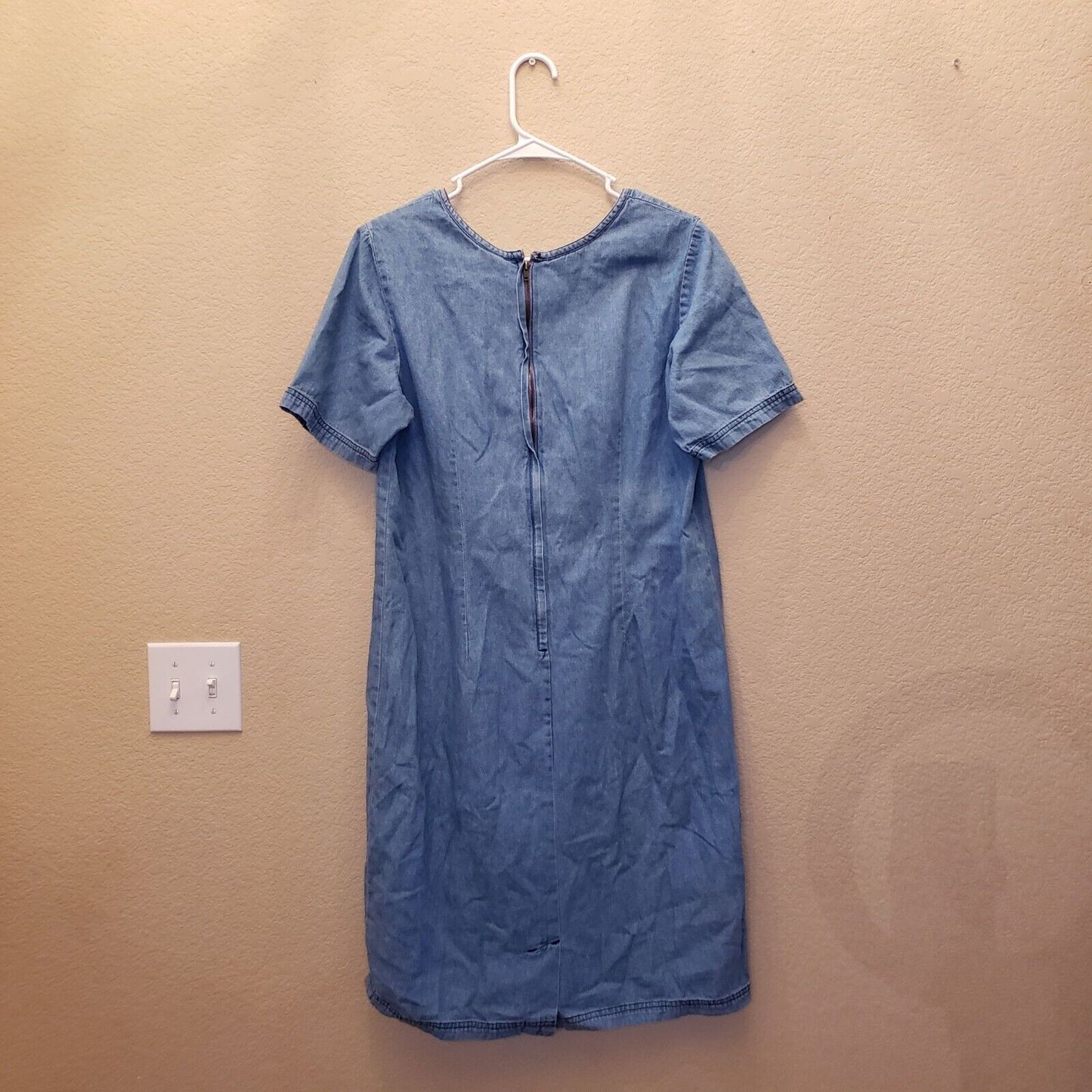 Vintage Roamans Womens Sz L Knee Length Denim Blue Jean Dress