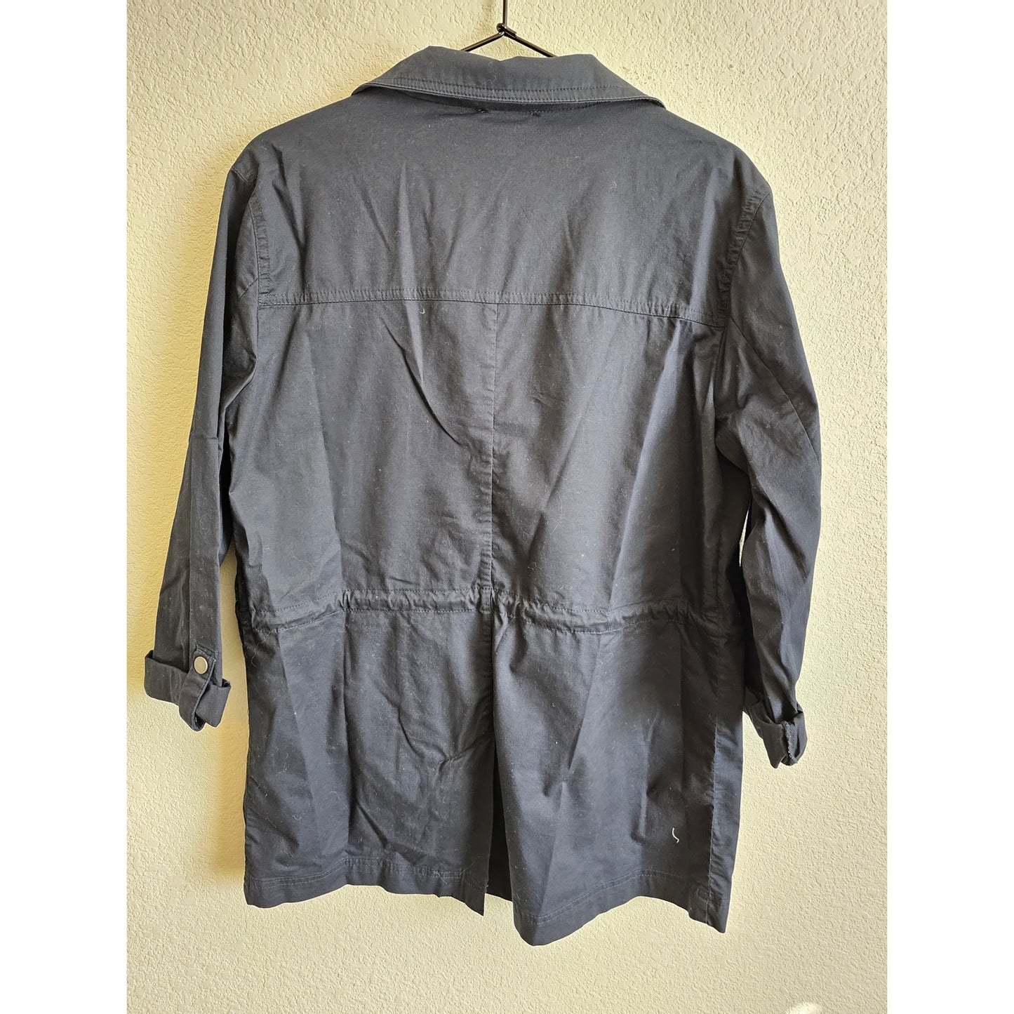 Jones New York Womens Sz S Safari Style Hip Length Jacket Slate Navy Zip Up