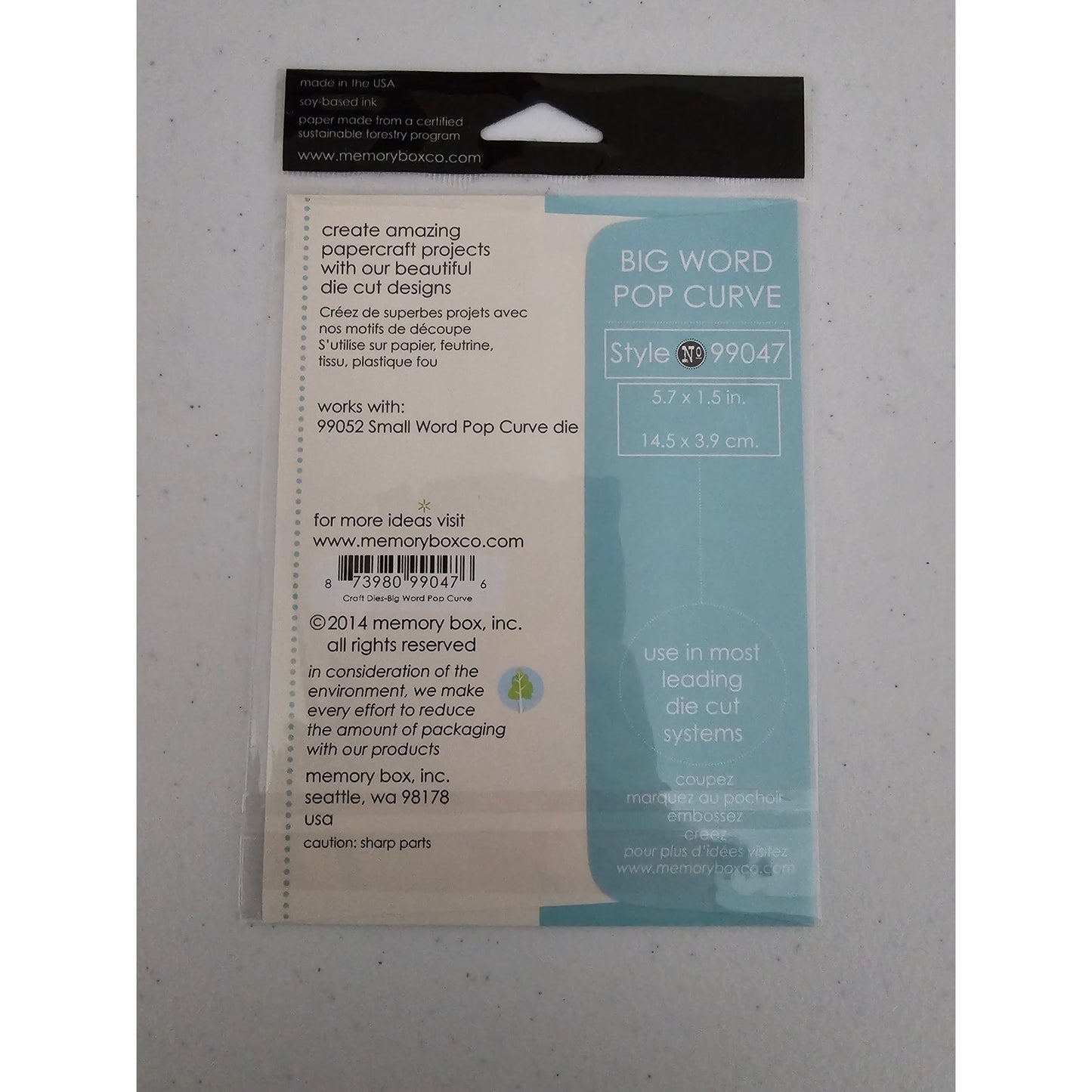 Memory Box Steel Craft Die Big Word Pop Curve Style 99047