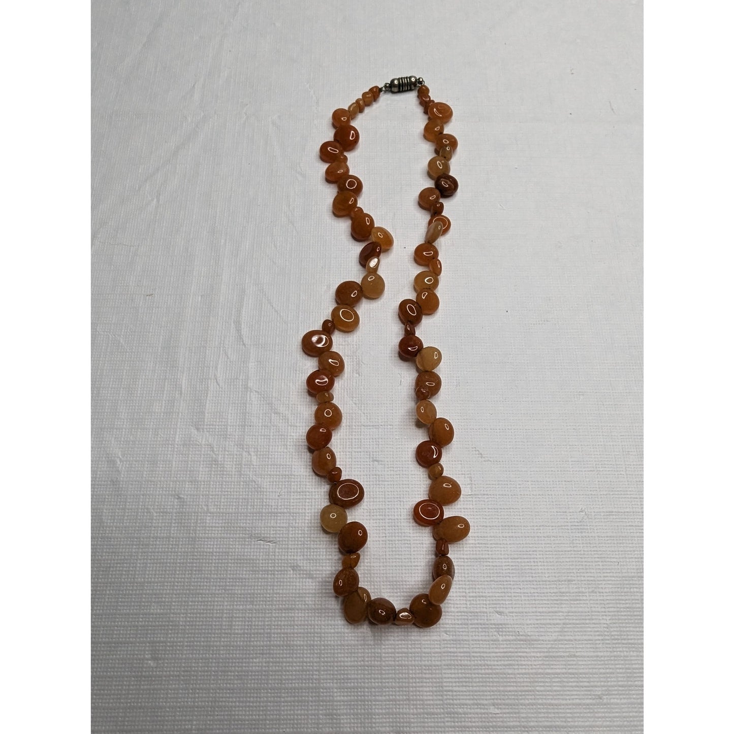 Vintage Single Strand Glass Beaded Necklace Translucent Orange