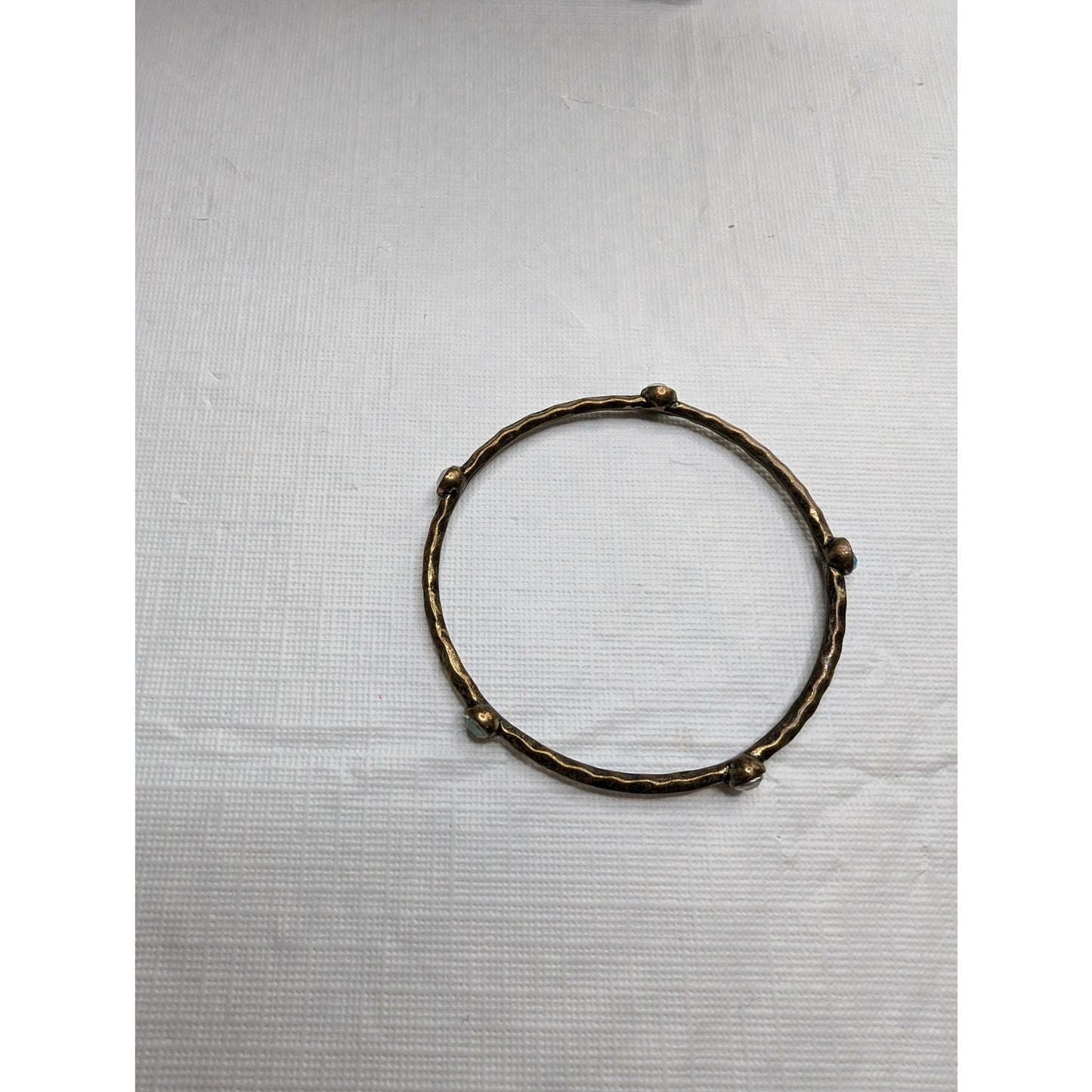 Vintage Mid Century Dainty Bangle Bracelet Brass and Stone