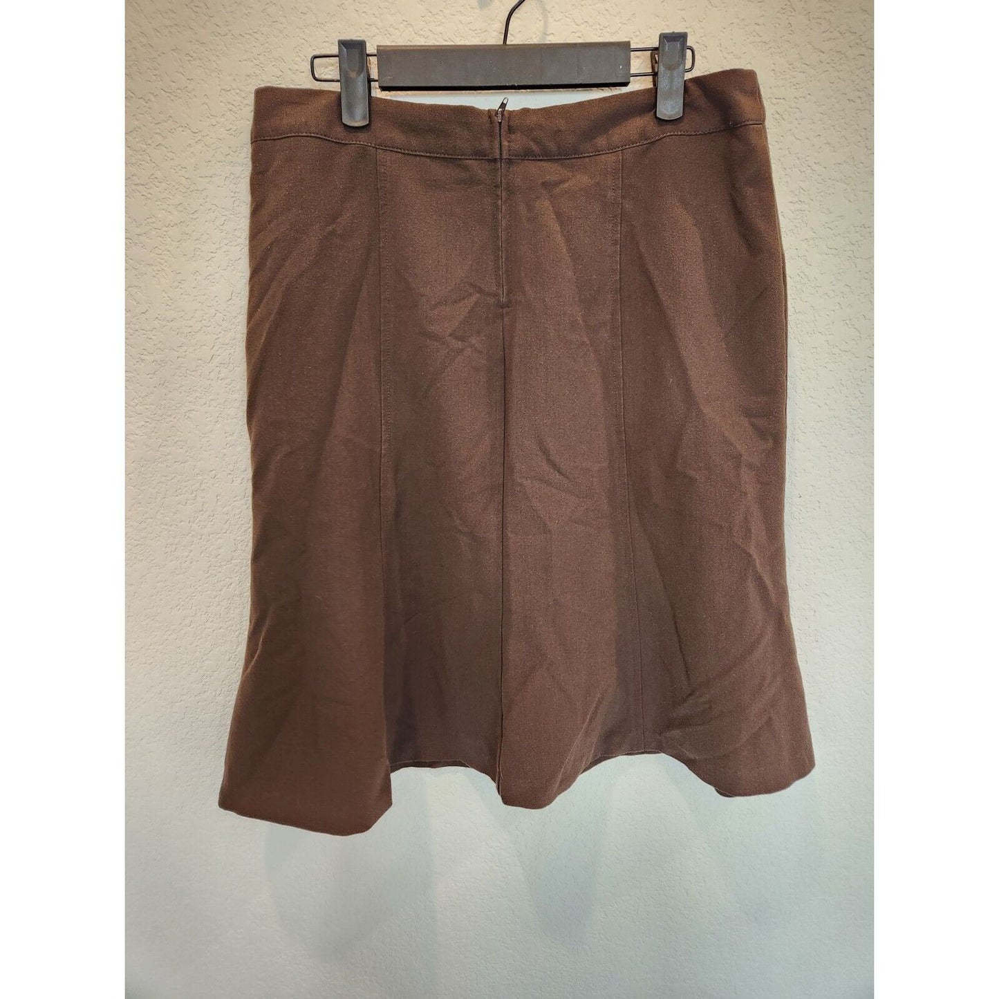 Sakkas Womens Sz M Knee Length Career Skirt Dark Brown