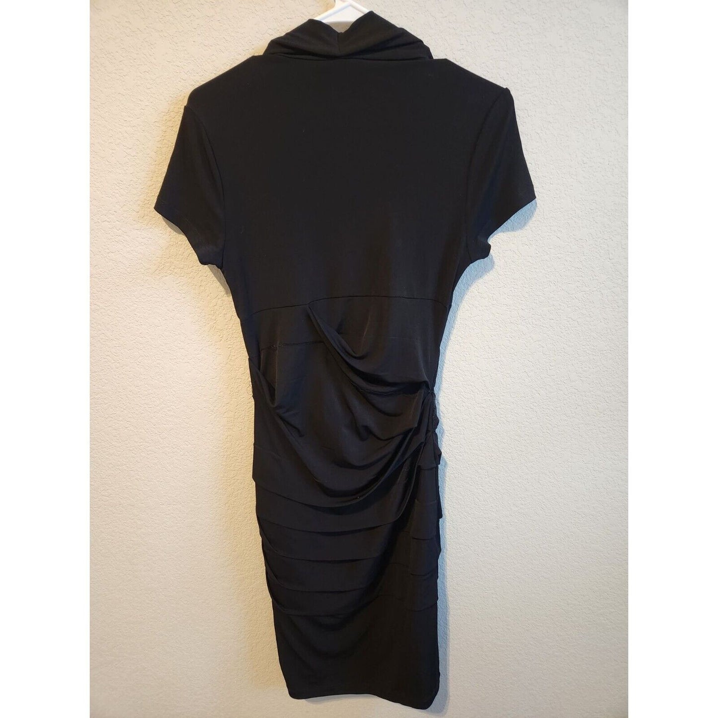 Vintage Carole Little Womens Sz 8 Pencil Dress Black Satin Purple Career