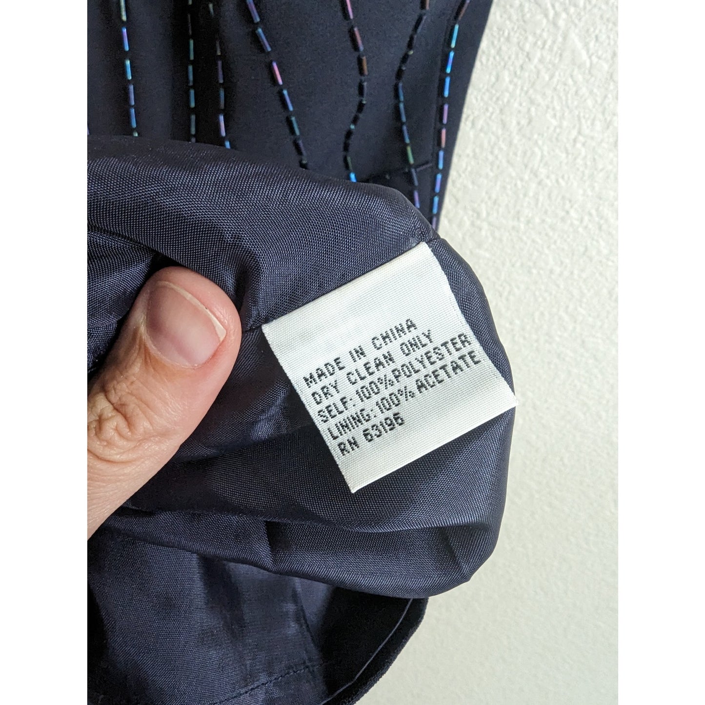 Talbots Womens Sz 8 Navy Blue Beaded Midi Dress Short Sleeve Formal