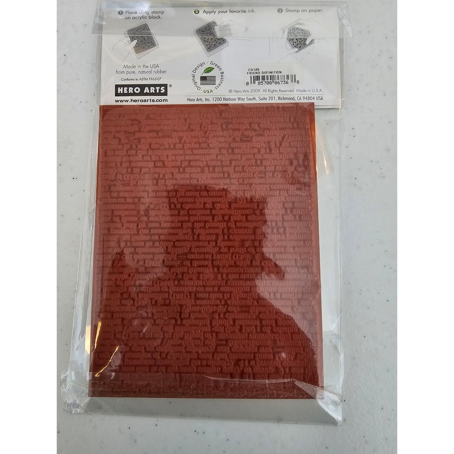 Hero Arts Remountable Rubber Cling Stamp Block Friend Definition