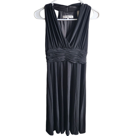 Evan Picone womens Sz 6 Midi Dress Black Formal V Neck Sleeveless