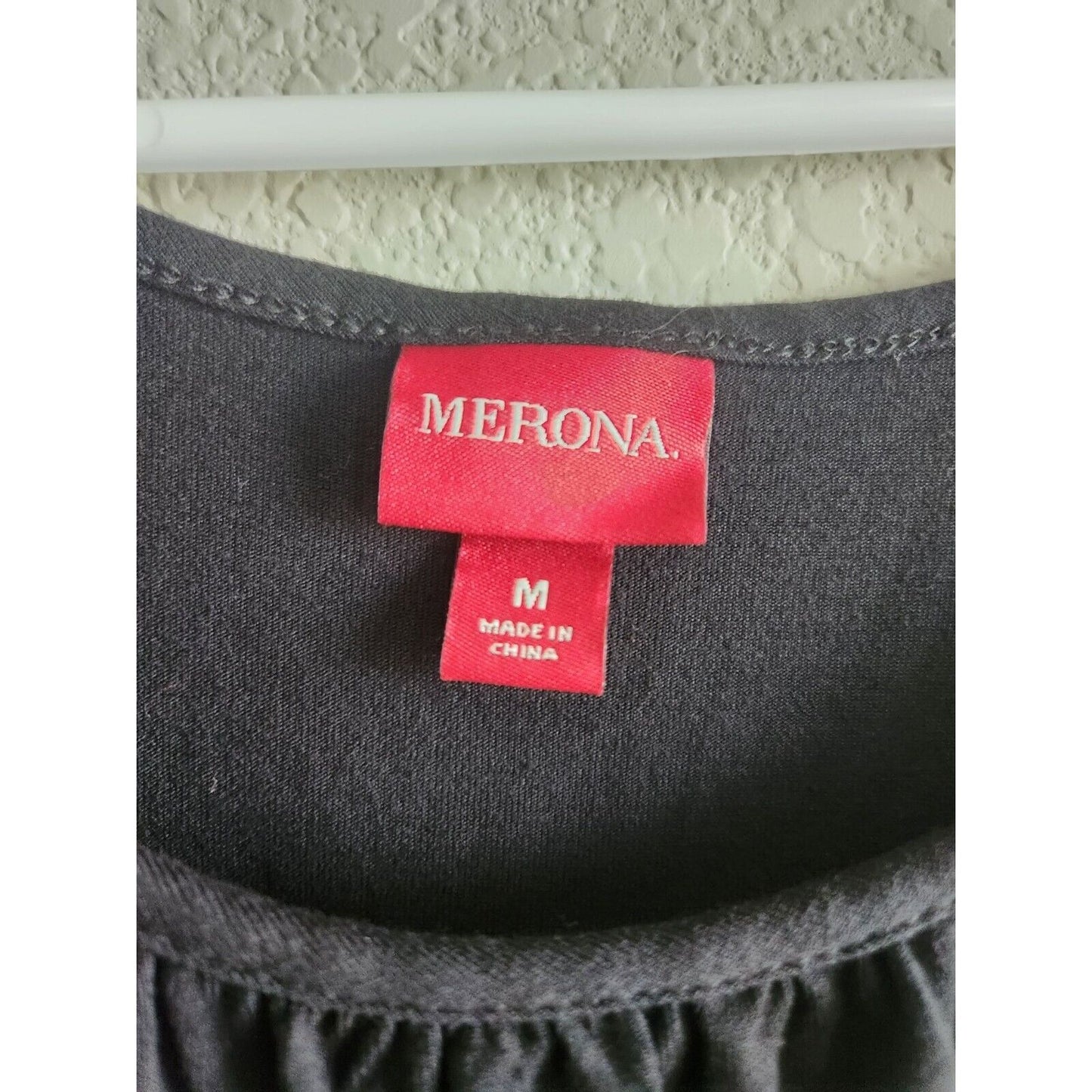 Merona Womens Sz M Knee Length Belted Short Sleeve Dress Solid Black