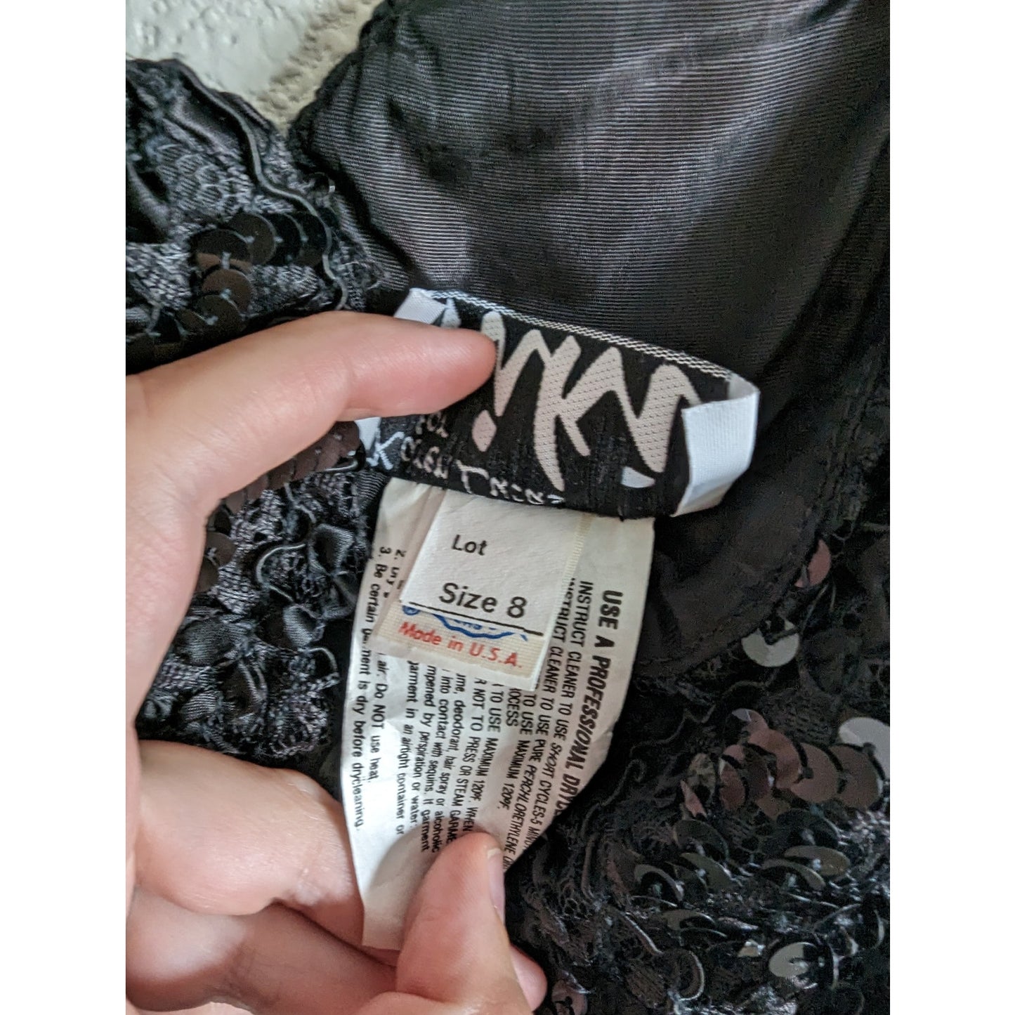 Vintage Karen Lucas Niki Sz 8 Knee Length Black Sequin Formal Prom Dress