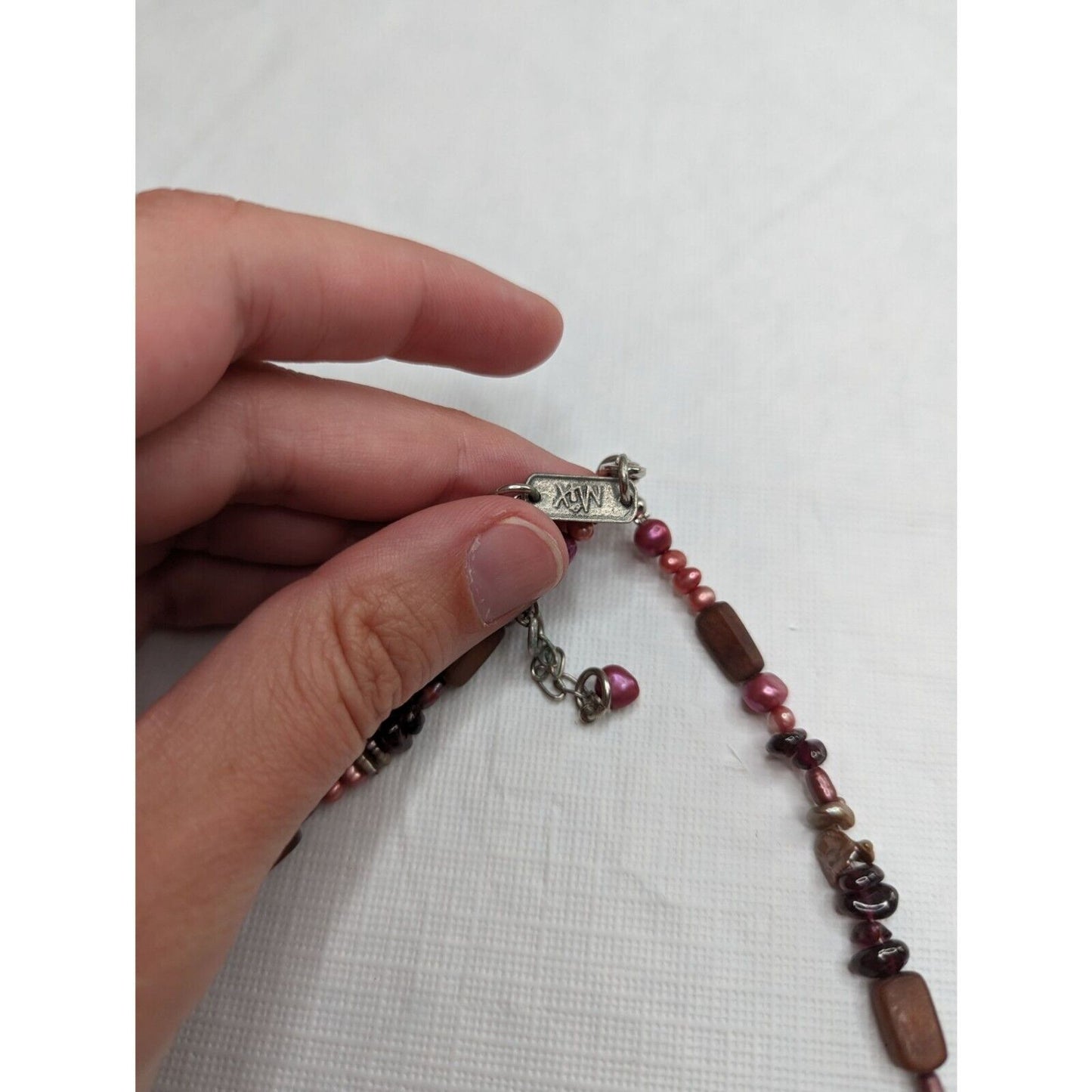 Vintage Y2K Mix Womens Single Strand Beaded Necklace Red Pink Stones