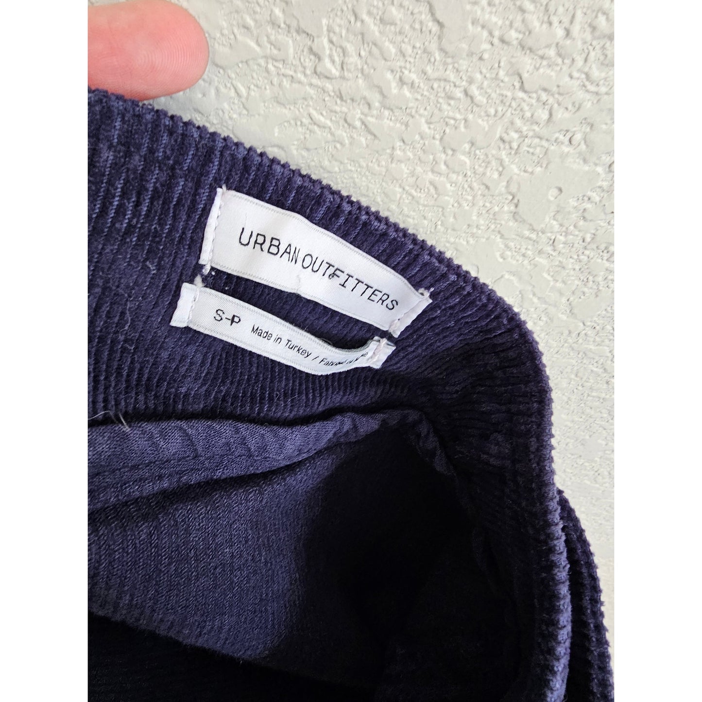 Urban Outfitters Womens Sz S Corduroy Mini Skirt Blue Asymmetrical Zip Belted