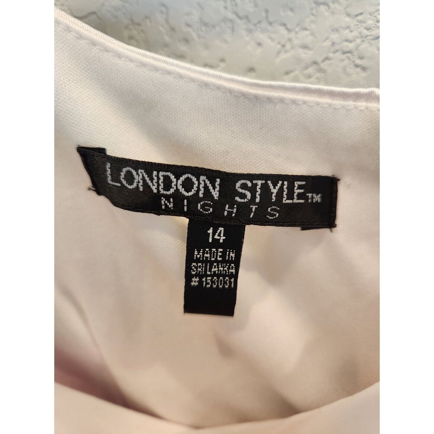 London Style Nights Womens Sz 14 Formal Midi Dress White Floral Sleeveless