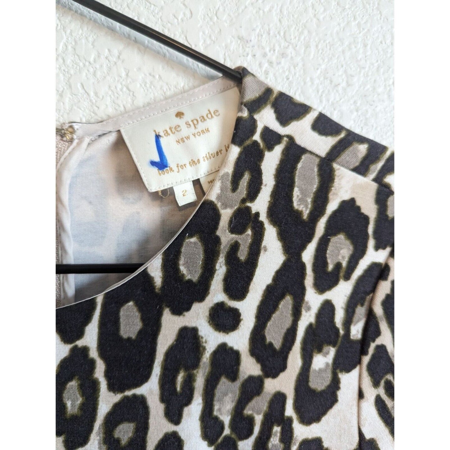 Kate Spade Womens Sz 2 Short Sleeve Knee Length Leopard Print Dress
