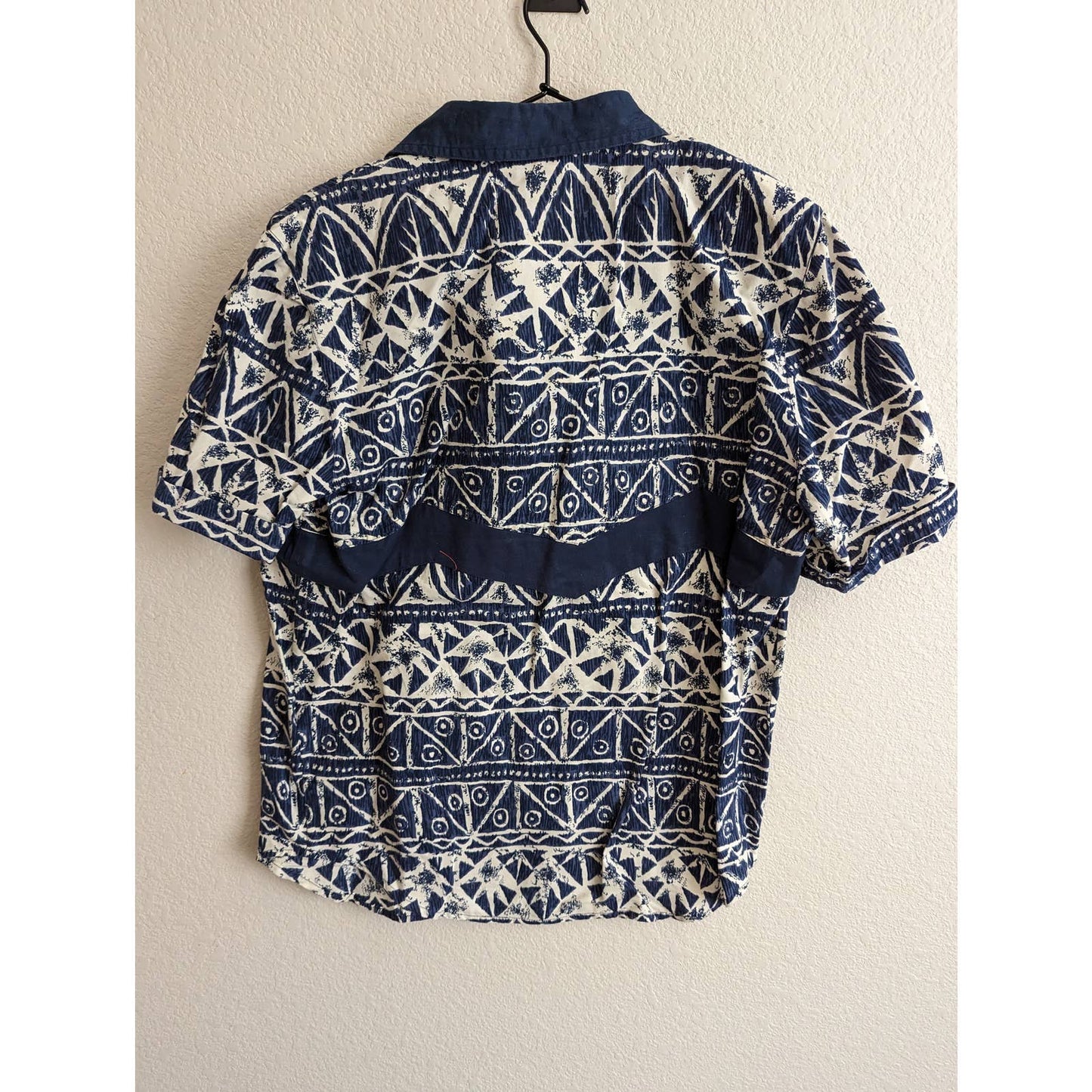 Vintage Ozark Mountain Jean Co mujer Sz L algodón botón hasta camisa occidental azul